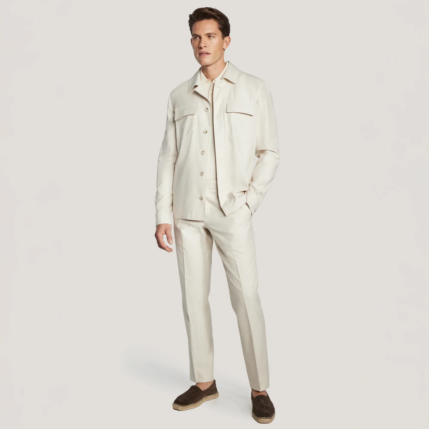Ecru Wool Silk Colbey Overshirt - Jack Victor - Image 3