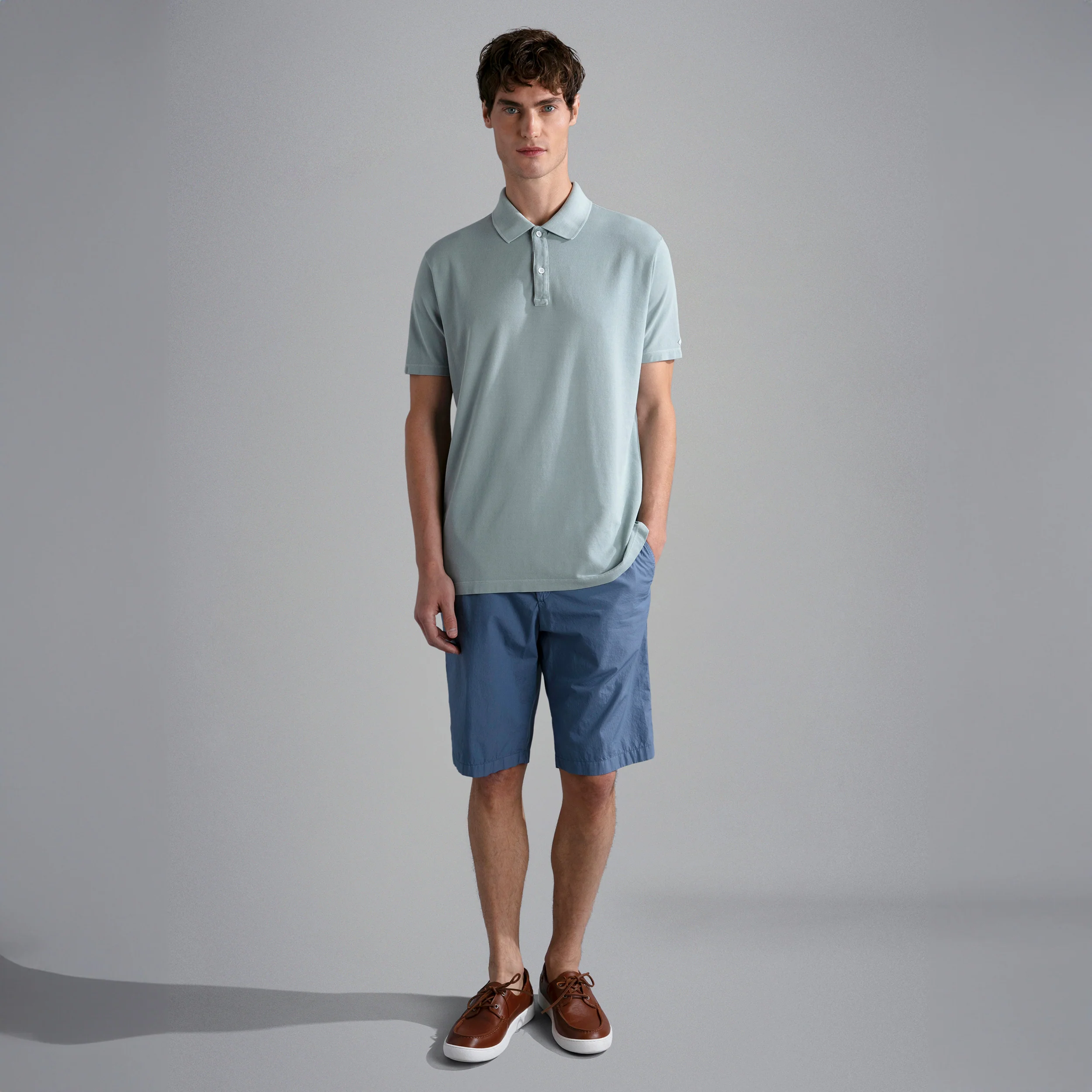 Ether Green Garment Dyed Short Sleeve Cotton Polo Shirt - PAUL & SHARK - Image 3