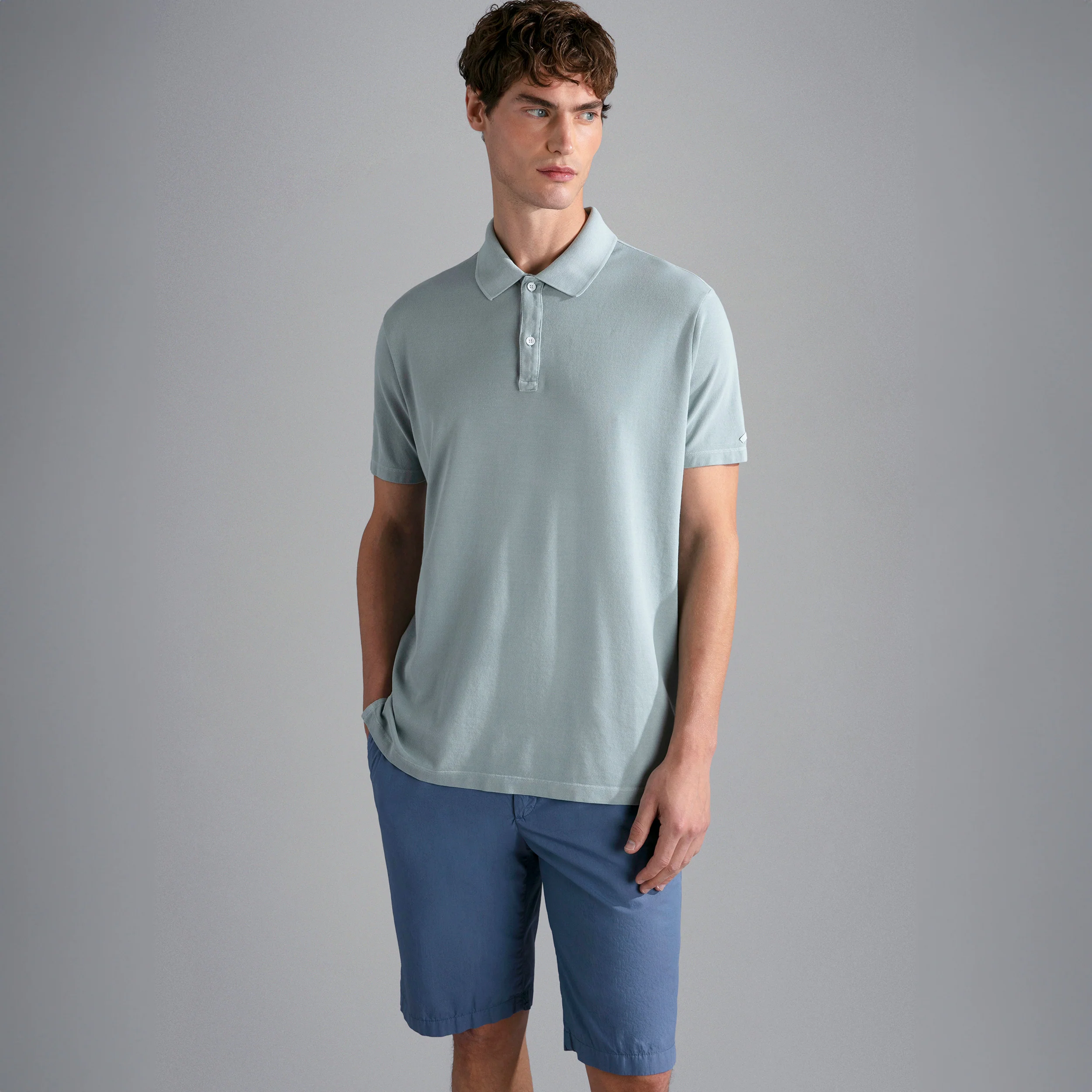 Ether Green Garment Dyed Short Sleeve Cotton Polo Shirt - PAUL & SHARK - Image 5
