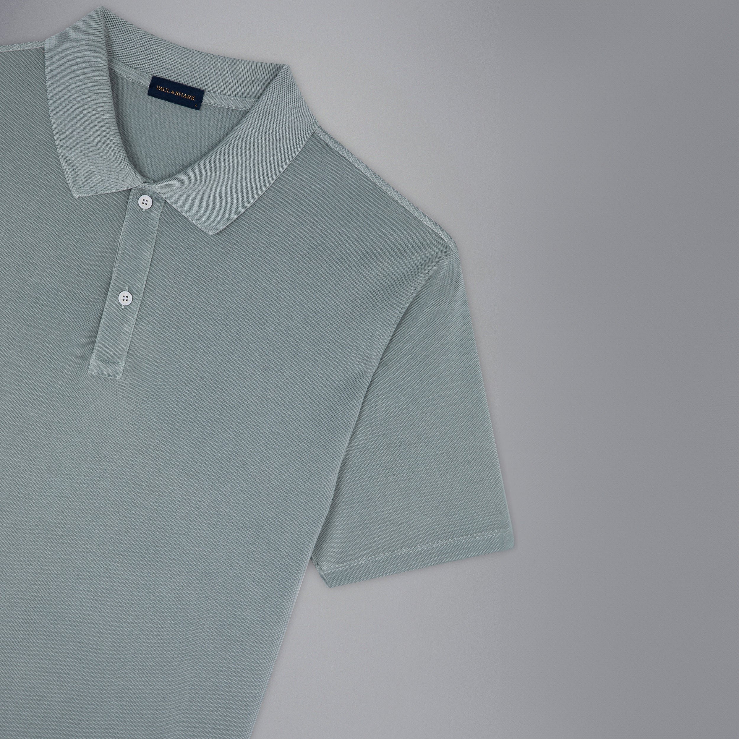 Ether Green Garment Dyed Short Sleeve Cotton Polo Shirt - PAUL & SHARK - Image 6