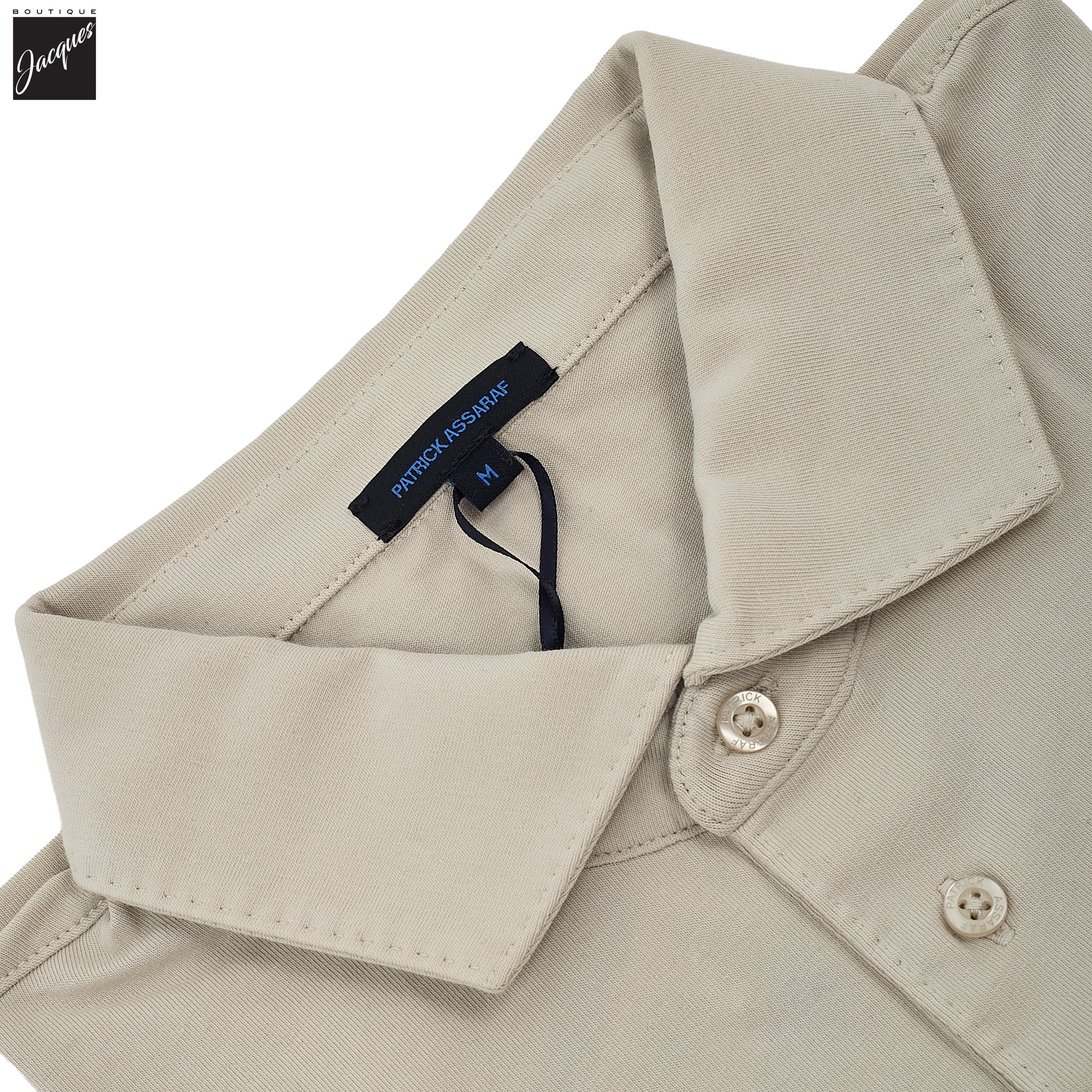 Frappé Beige Long Sleeve Pima Polo - Patrick Assaraf - Image 3