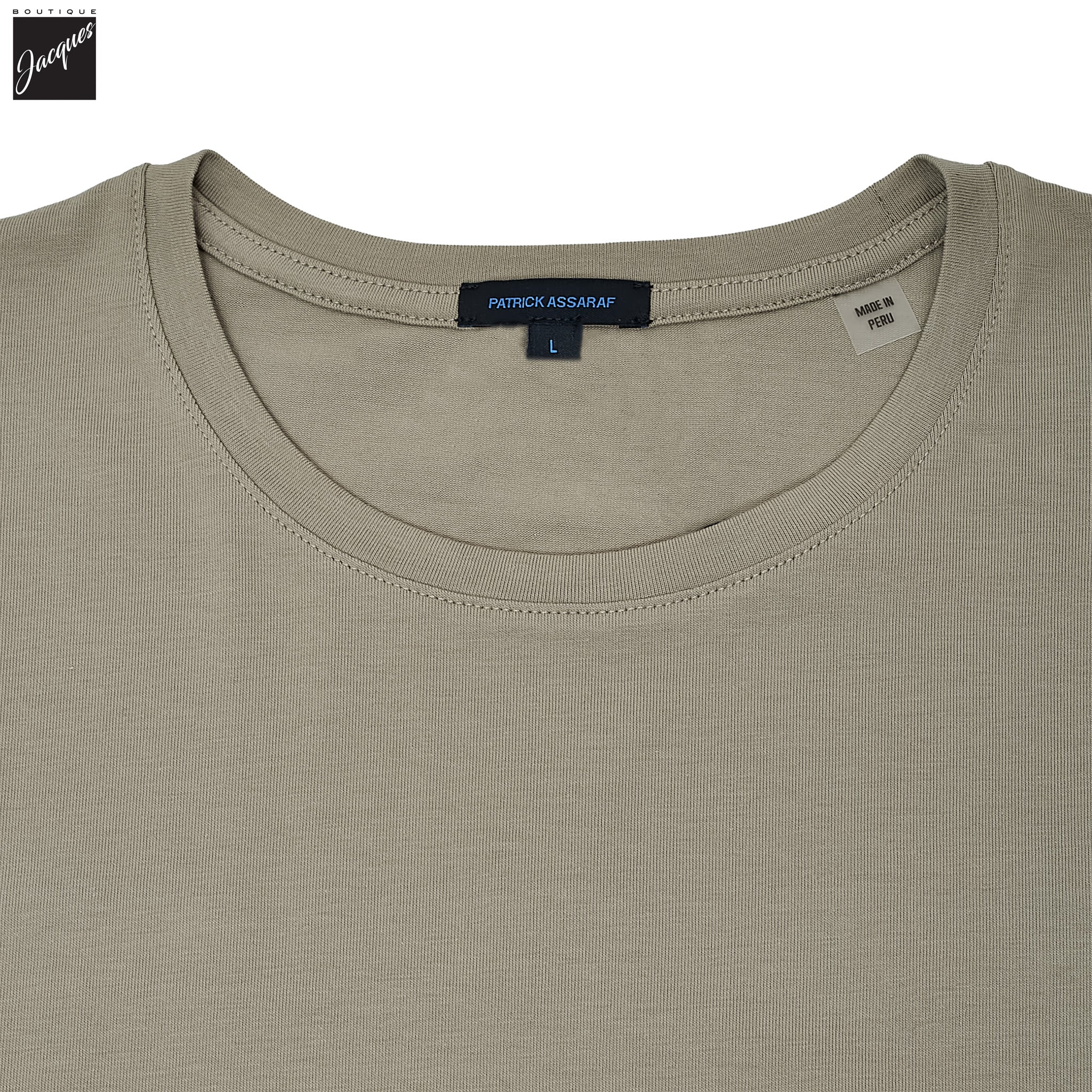 Fog Gray/Beige Pima Stretch Long Sleeve T-Shirt - Patrick Assaraf - Image 4