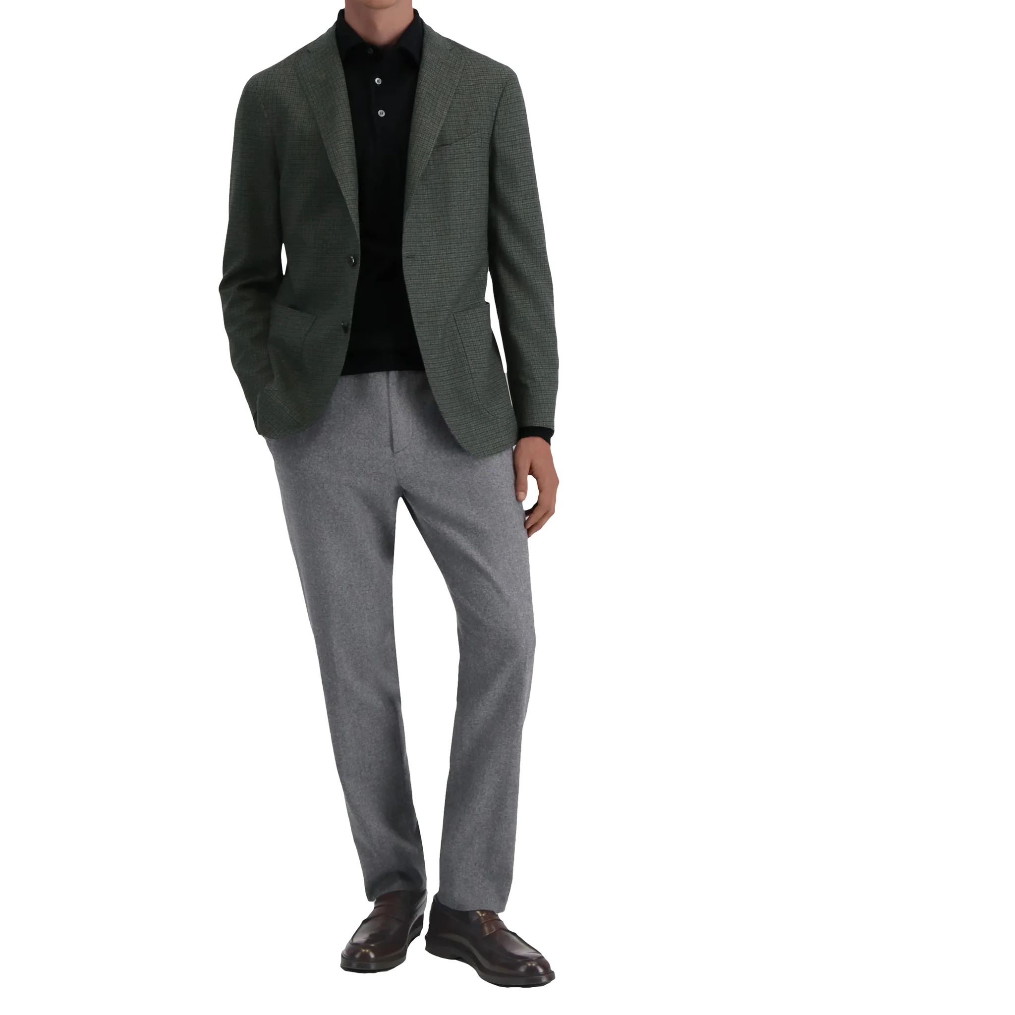 Forest Green Royal Merino Wool Polo One Piece Collar Shirt - FILIPPO DE LAURENTIIS - Image 11