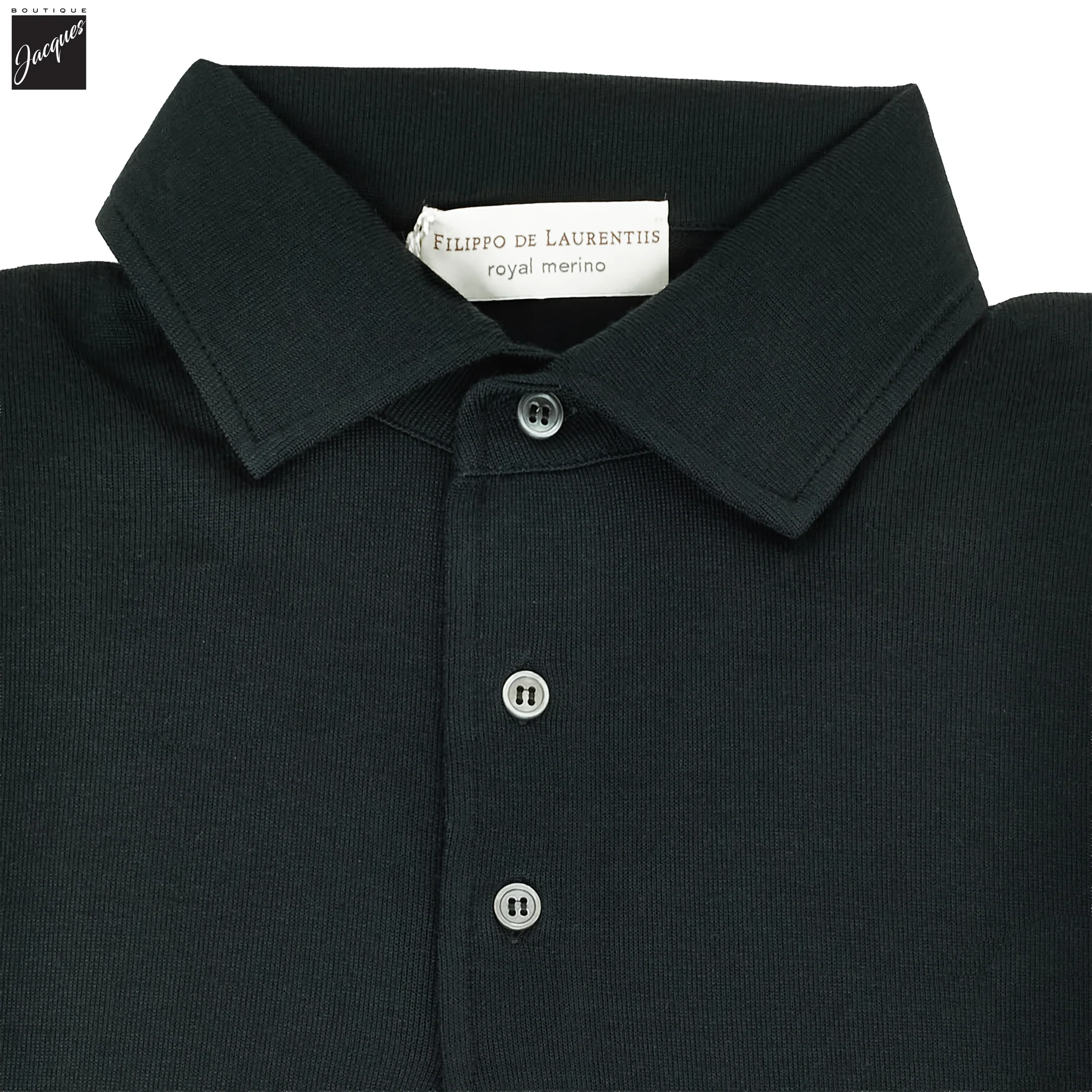 Forest Green Royal Merino Wool Polo One Piece Collar Shirt - FILIPPO DE LAURENTIIS - Image 5