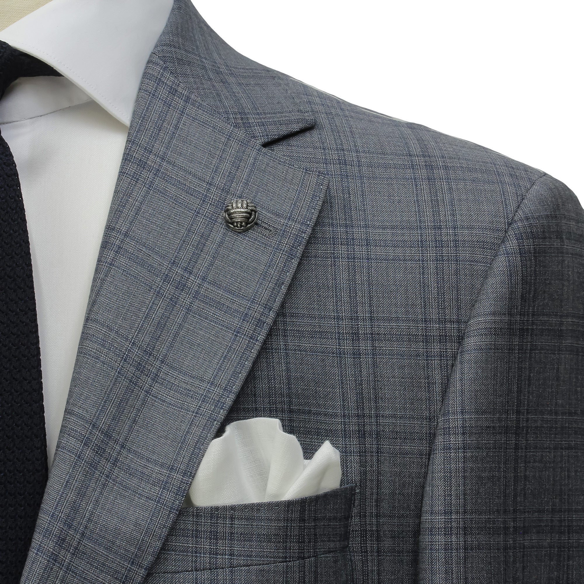 Gray & Blue Check Super 150's Loro Piana Wool Essence Modern Fit Suit - Jack Victor 1913 - Image 3