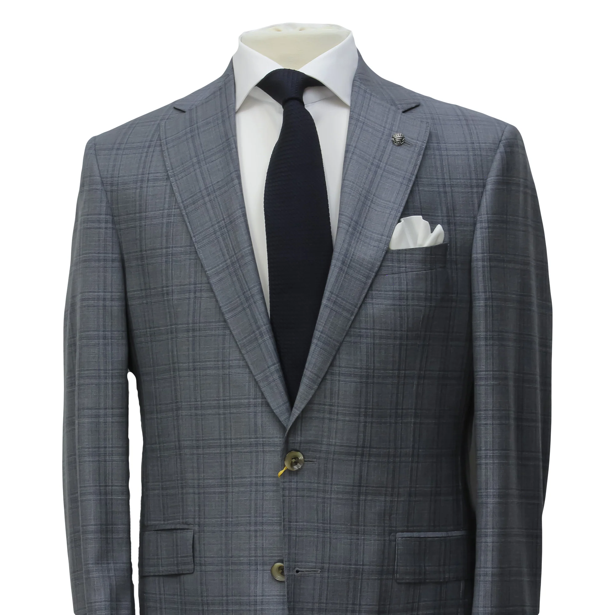 Gray & Blue Check Super 150's Loro Piana Wool Essence Modern Fit Suit - Jack Victor 1913 - Image 5
