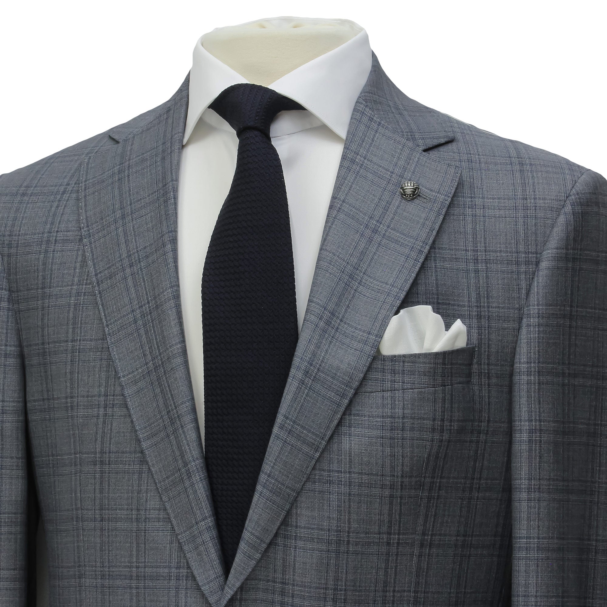 Gray & Blue Check Super 150's Loro Piana Wool Essence Modern Fit Suit - Jack Victor 1913 - Image 6
