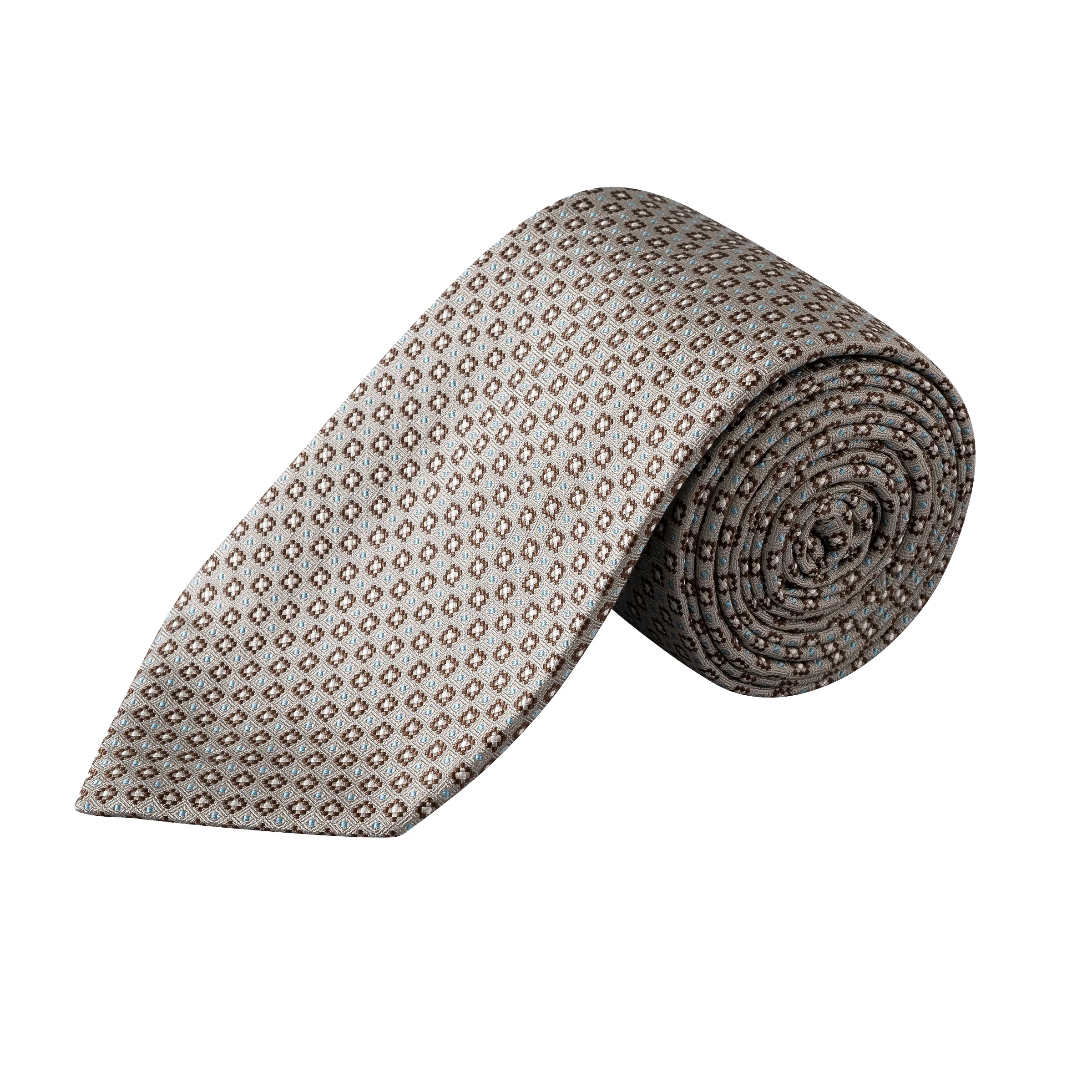 Gray & Brown Micro Floral Woven Silk Tie - ETON