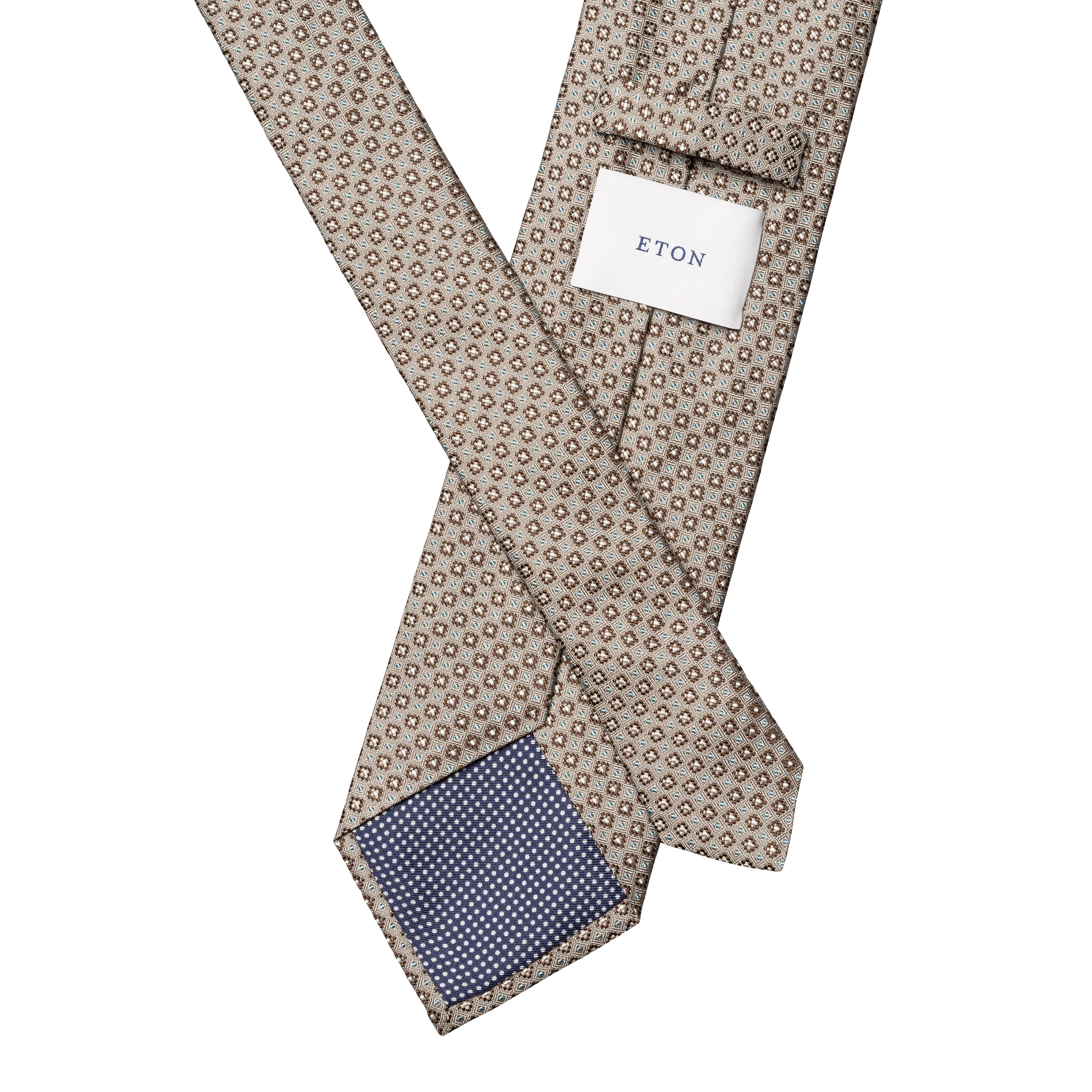 Gray & Brown Micro Floral Woven Silk Tie - ETON - Image 4