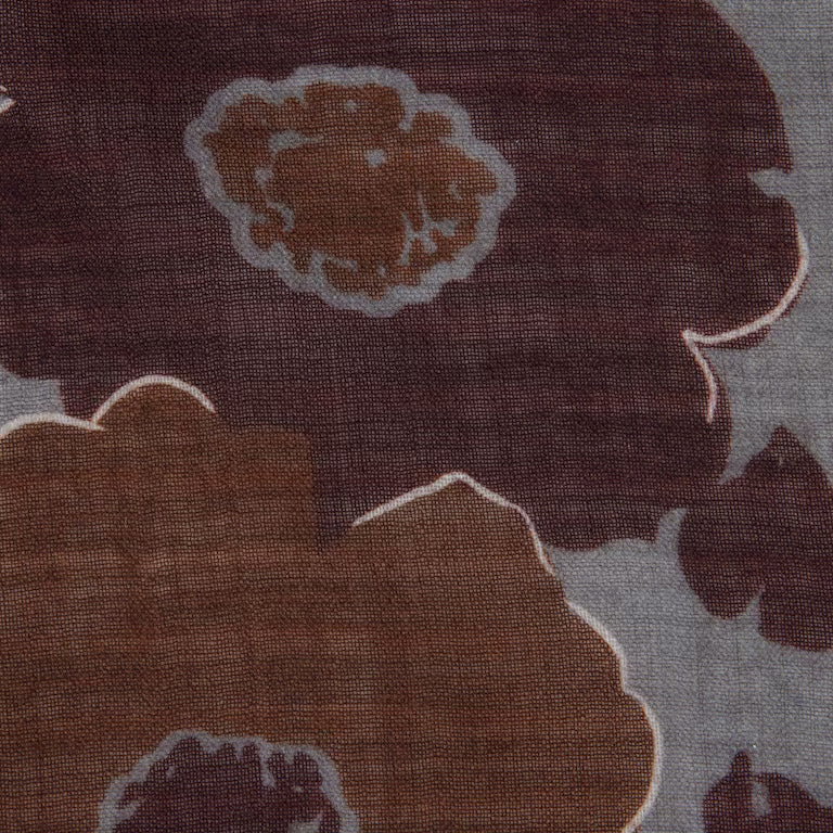 Gray & Burgundy Flower Motif Wool Yak Hankie - Stenströms - Image 2