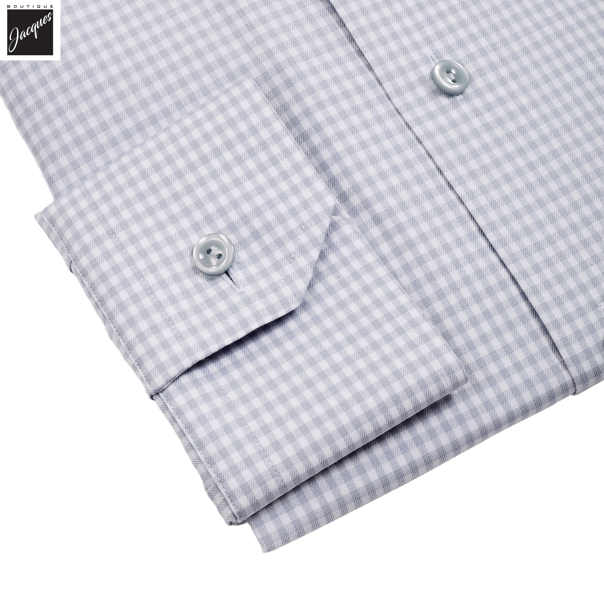 Gray Check Cotton-Tencel Lyocell Slim Fit Shirt - ETON - Image 3