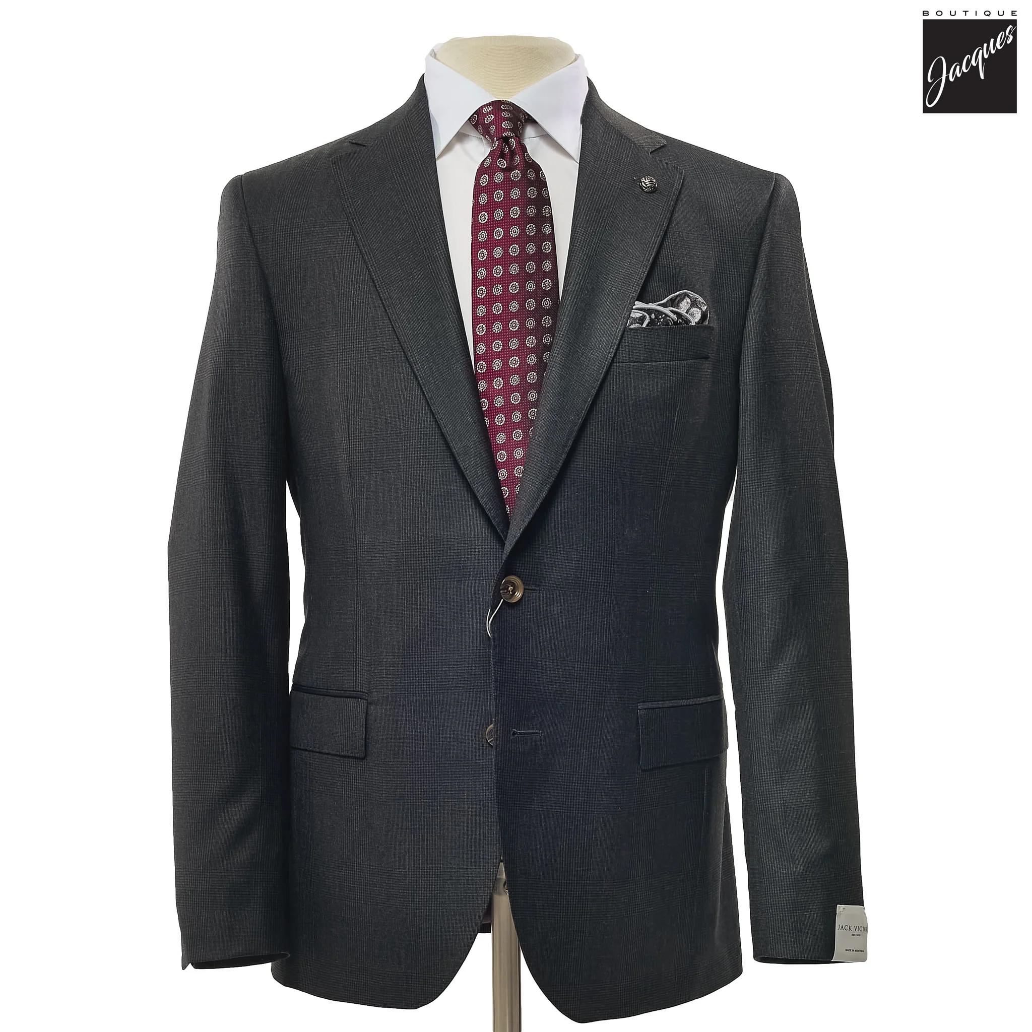 Charcoal Check Esprit Modern Fit Esprit Wool Suit - Jack Victor
