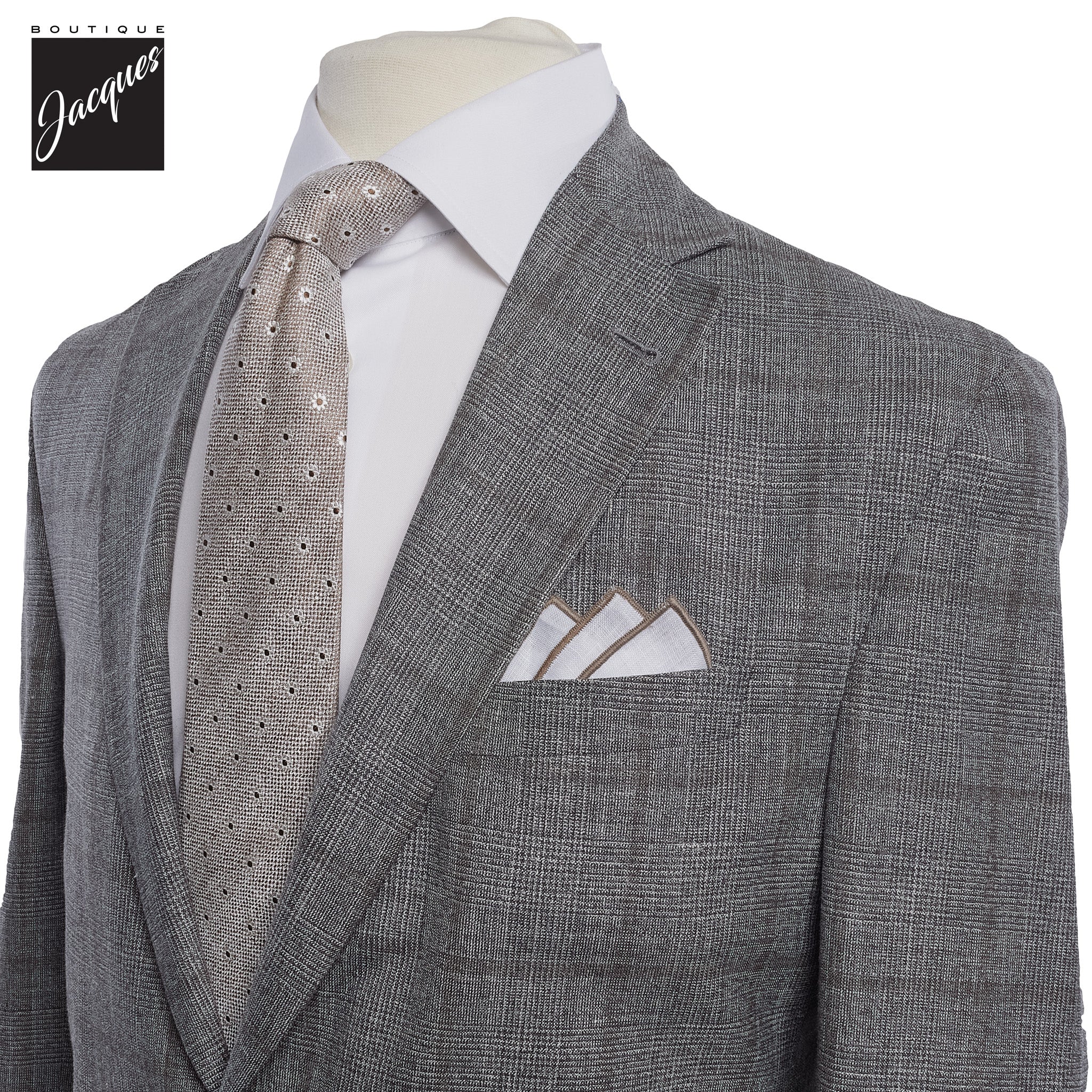 Gray Check Irving Contemporary Fit Wool Suit - Jack Victor - Image 2