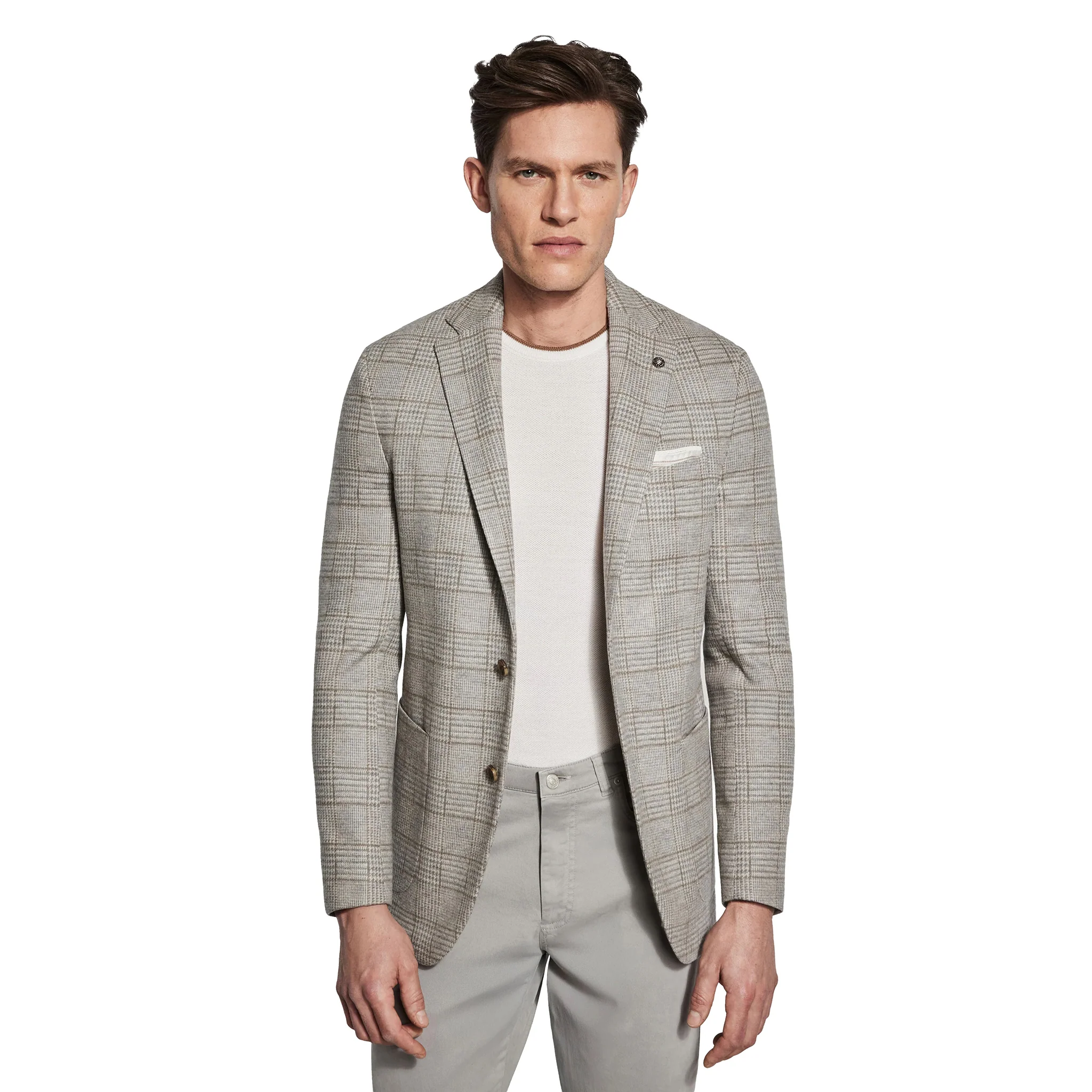 Gray Check Loro Piana Hartford Contemporary Fit Knitted Sport Jacket - Jack Victor