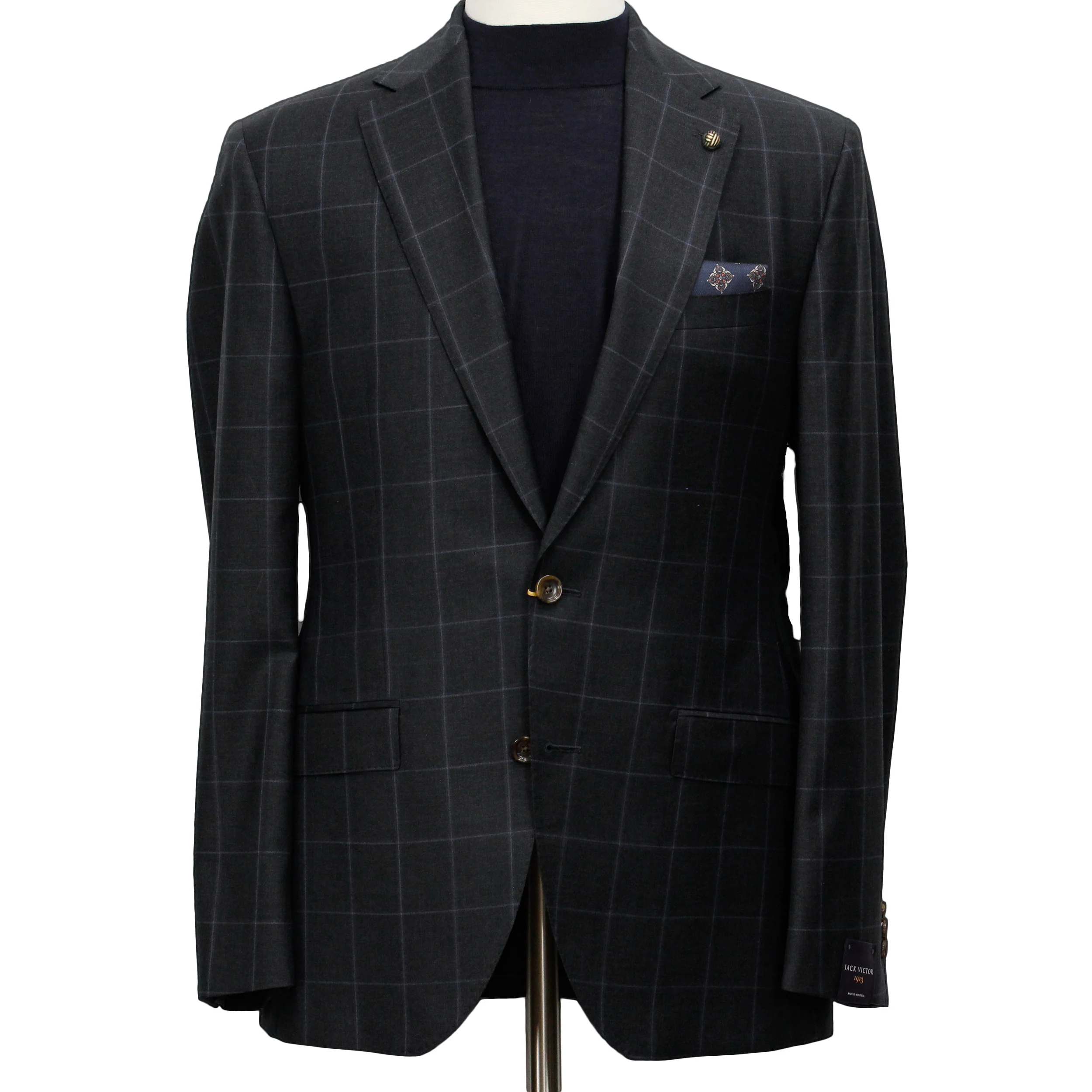 Charcoal Windowpane Check Essence Modern Fit - Jack Victor 1913 - Image 3
