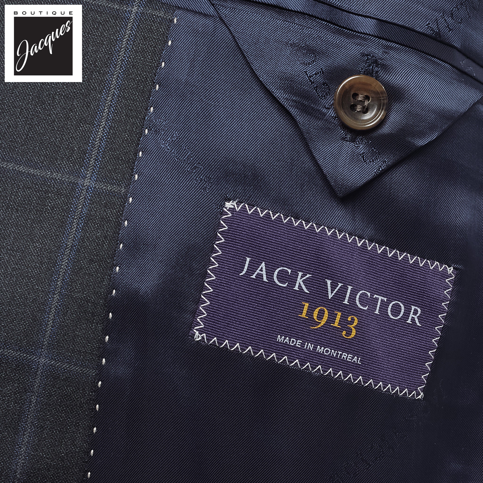 Charcoal Windowpane Check Essence Modern Fit - Jack Victor 1913 - Image 5