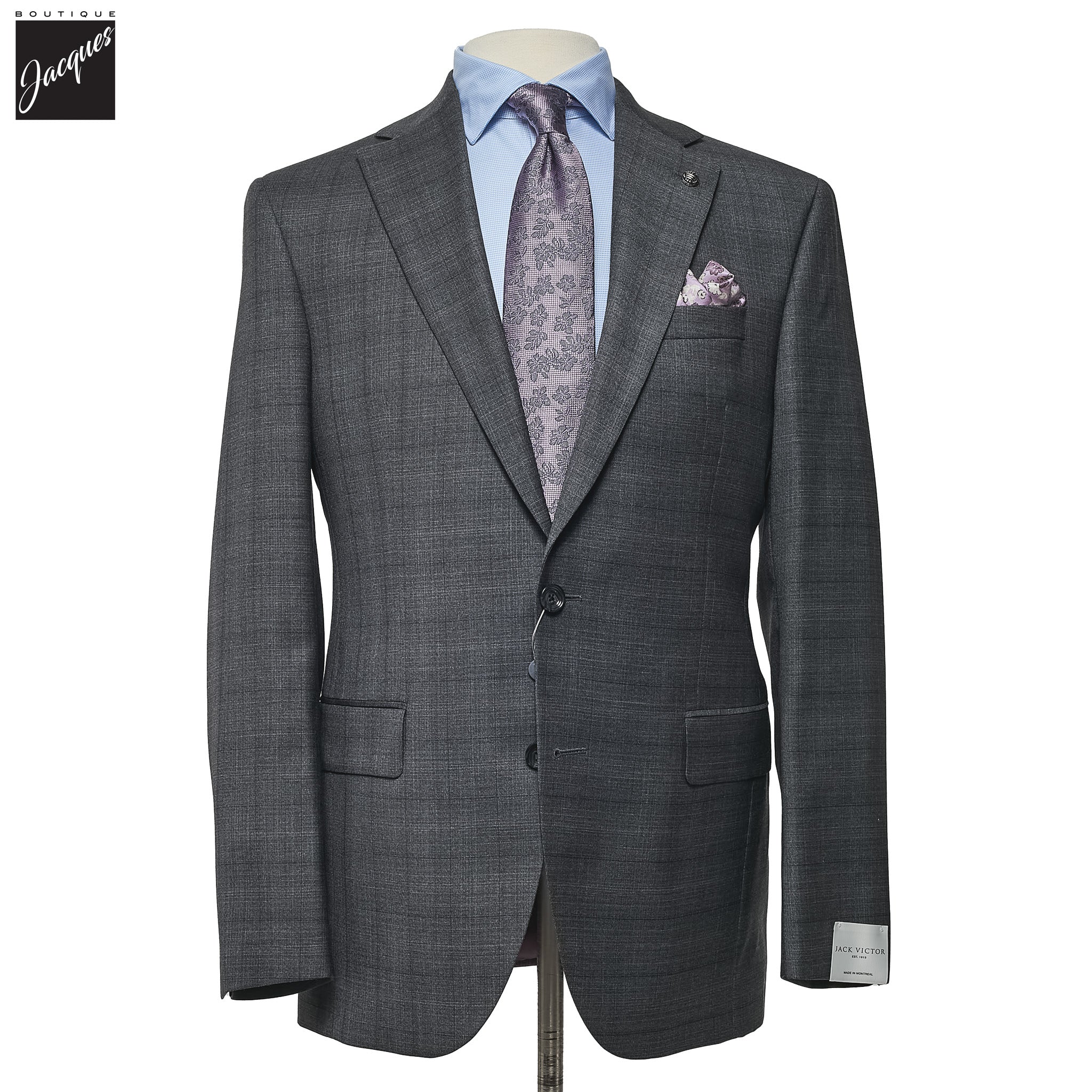 Gray Check Napoli Classic Fit Loro Piana Wool Suit - Jack Victor