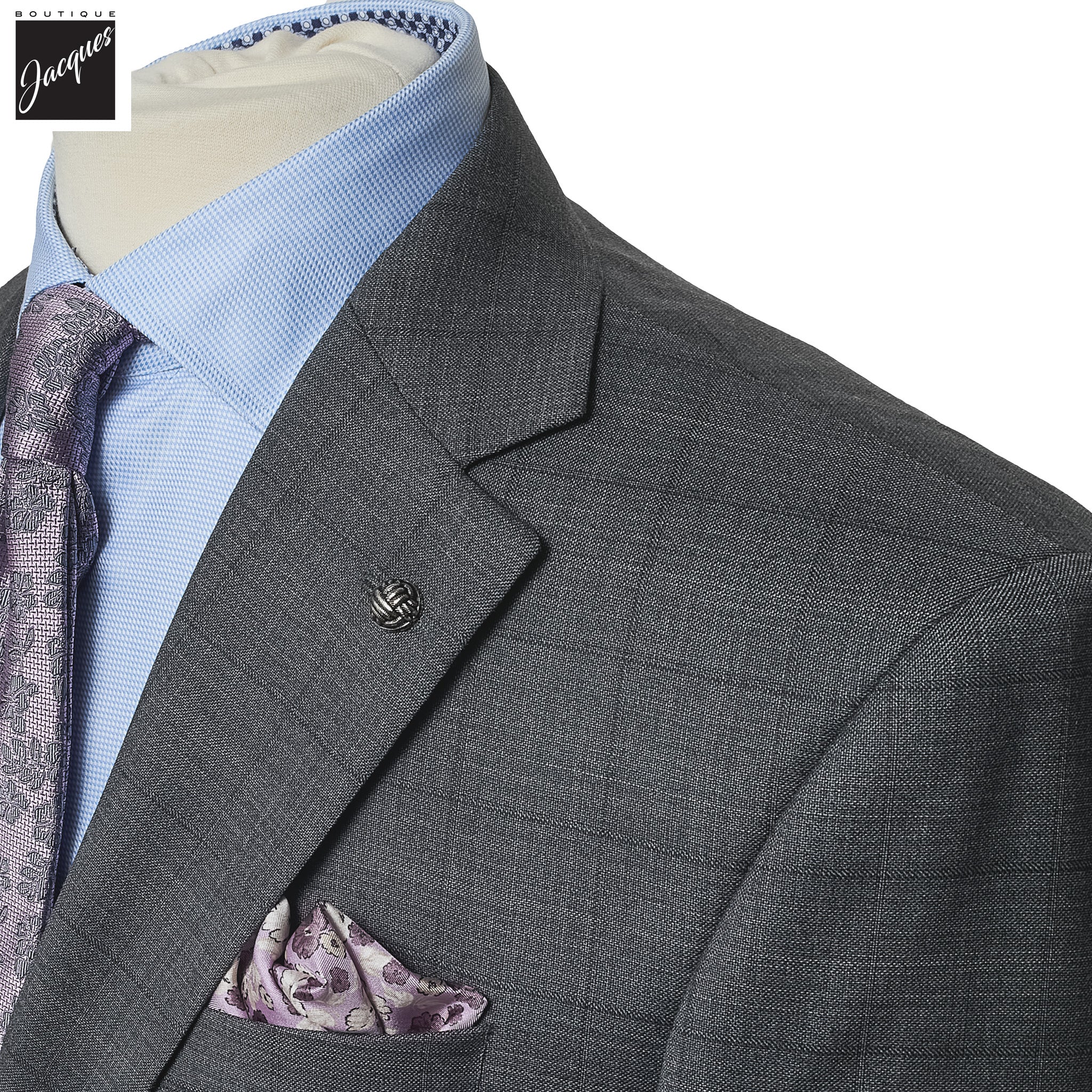 Gray Check Napoli Classic Fit Loro Piana Wool Suit - Jack Victor - Image 2