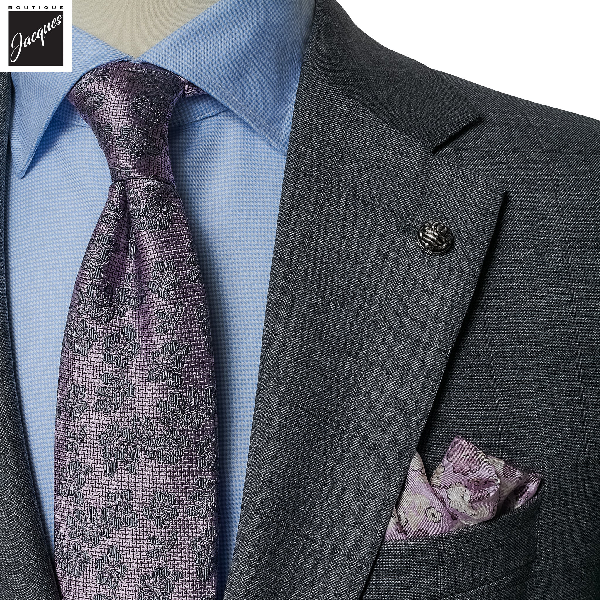 Gray Check Napoli Classic Fit Loro Piana Wool Suit - Jack Victor - Image 3