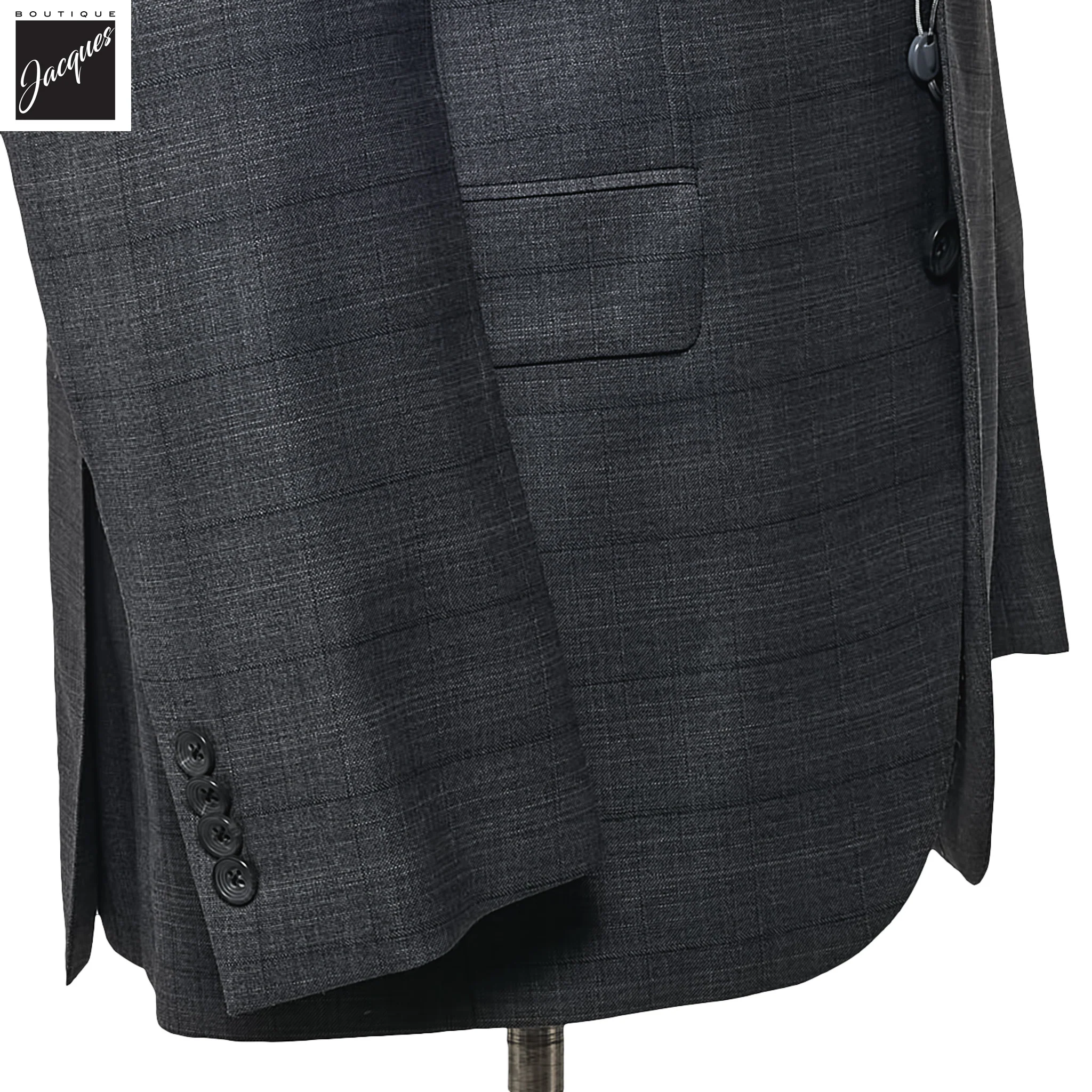 Gray Check Napoli Classic Fit Loro Piana Wool Suit - Jack Victor - Image 4