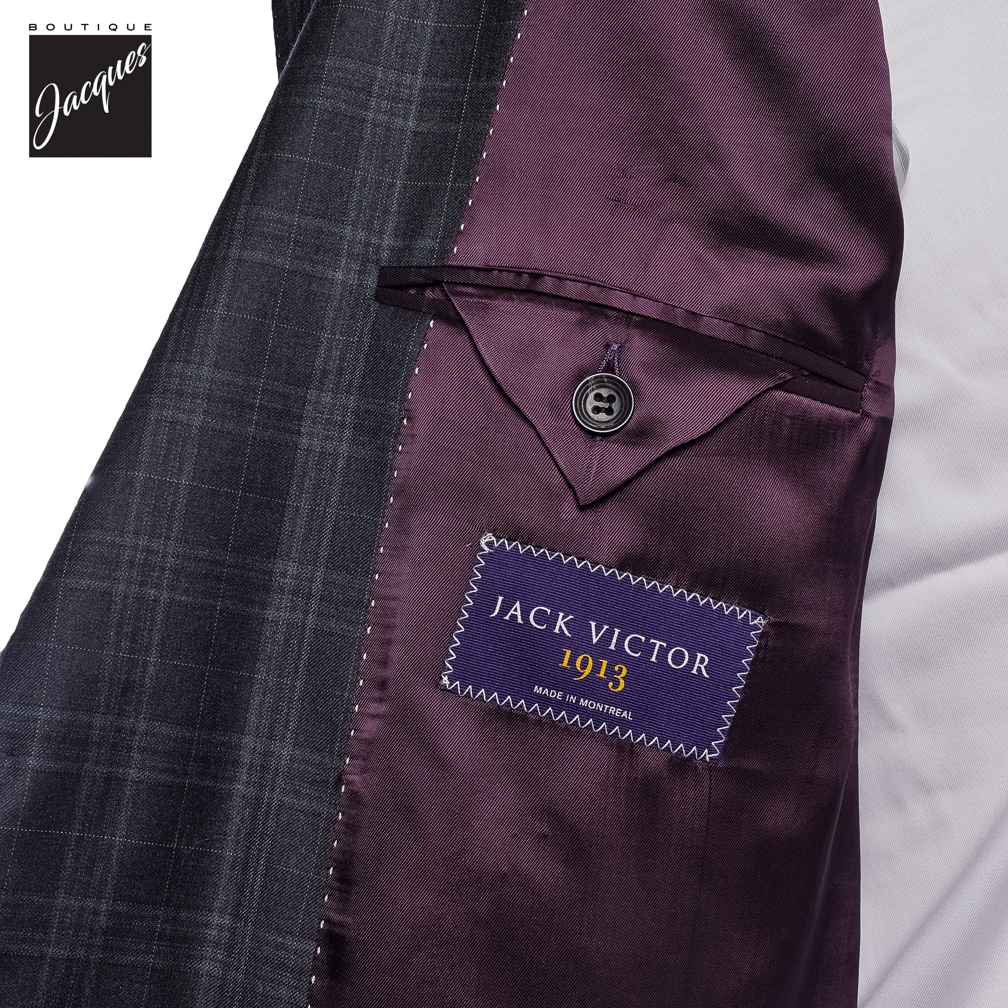 Gray Check Super 150s Loro Piana Wool Mason Contemporary Fit Suit - Jack Victor 1913 - Image 4