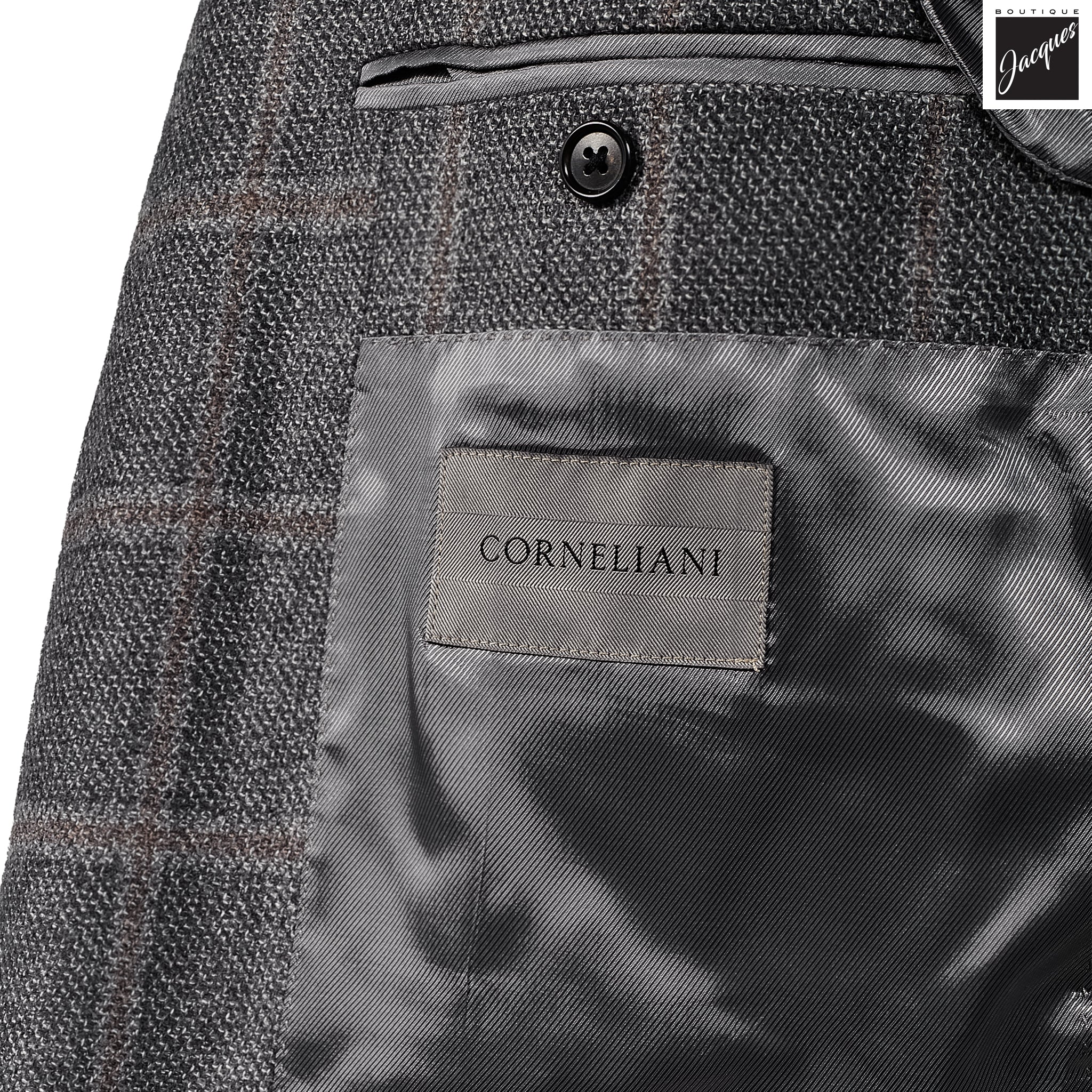 Gray Check Wool Silk Modern Fit Sport Coat - Corneliani - Image 4