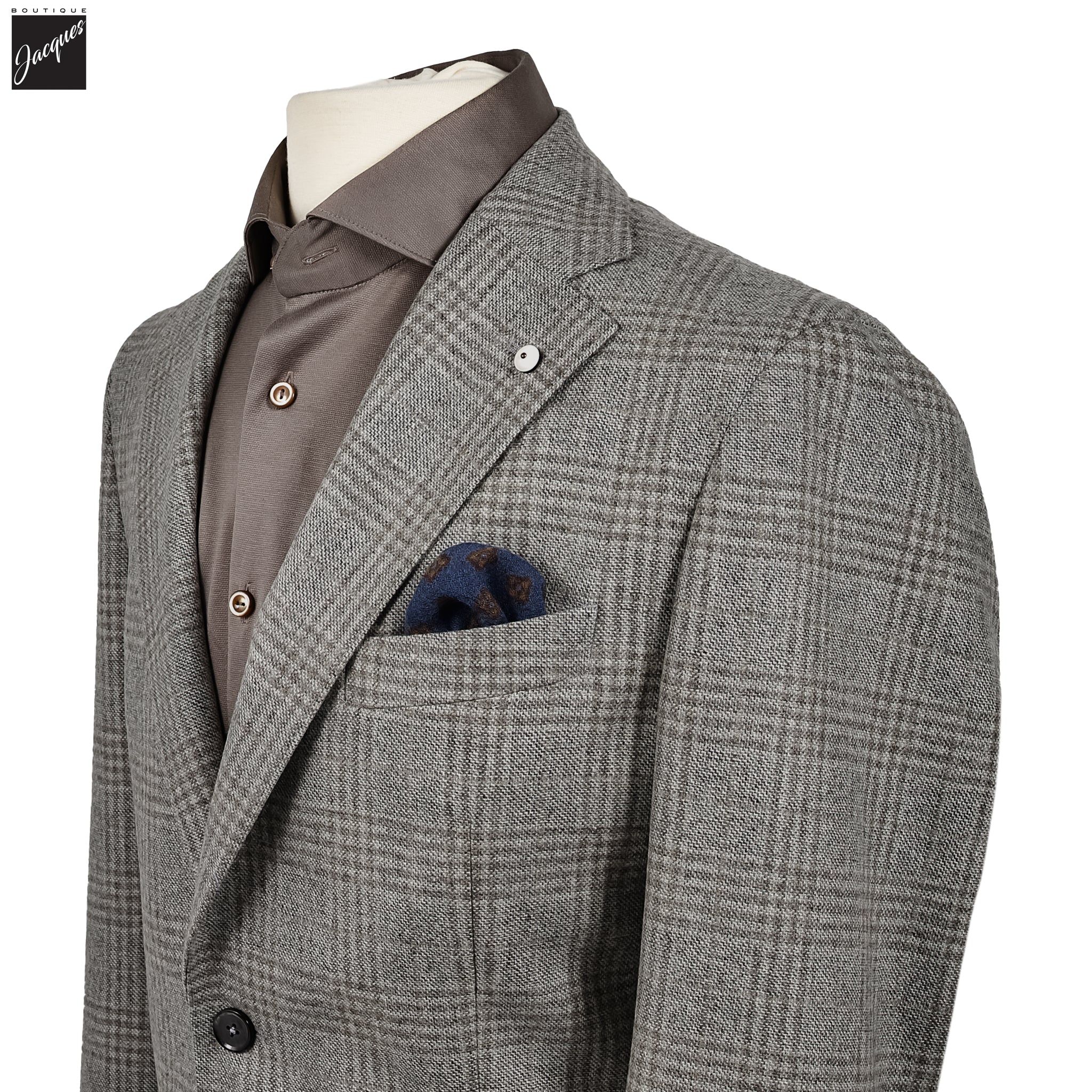 Gray Check Wool Unconstructed Contemporary Sport Jacket - L.B.M. 1911 - Image 2