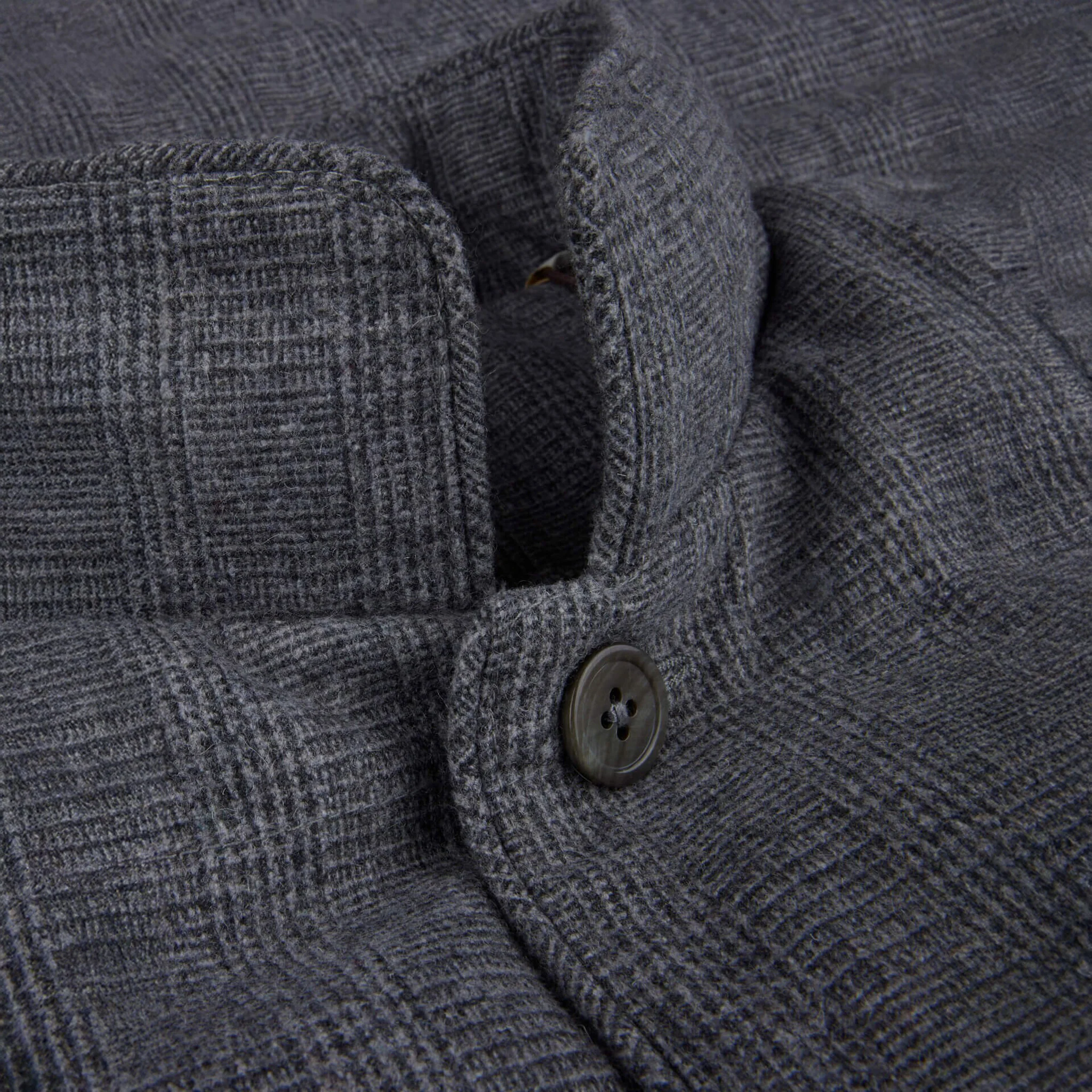 Gray Checked Quilted Wool Full Zip Vest - Stenströms - Image 3