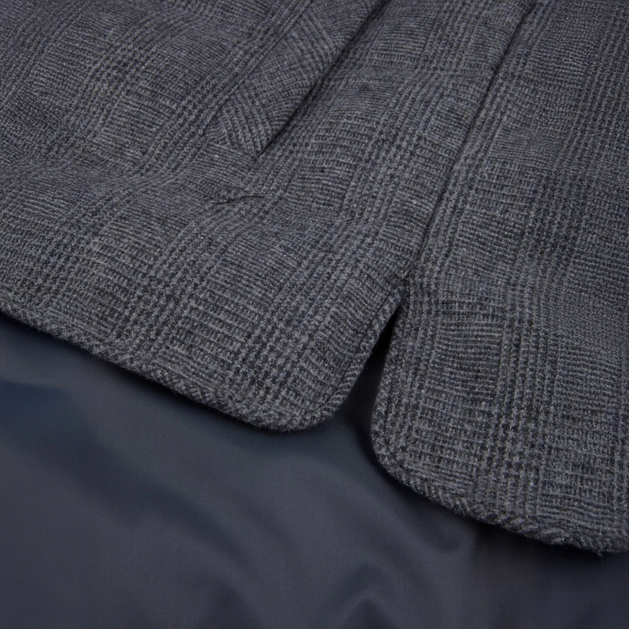 Gray Checked Quilted Wool Full Zip Vest - Stenströms - Image 4