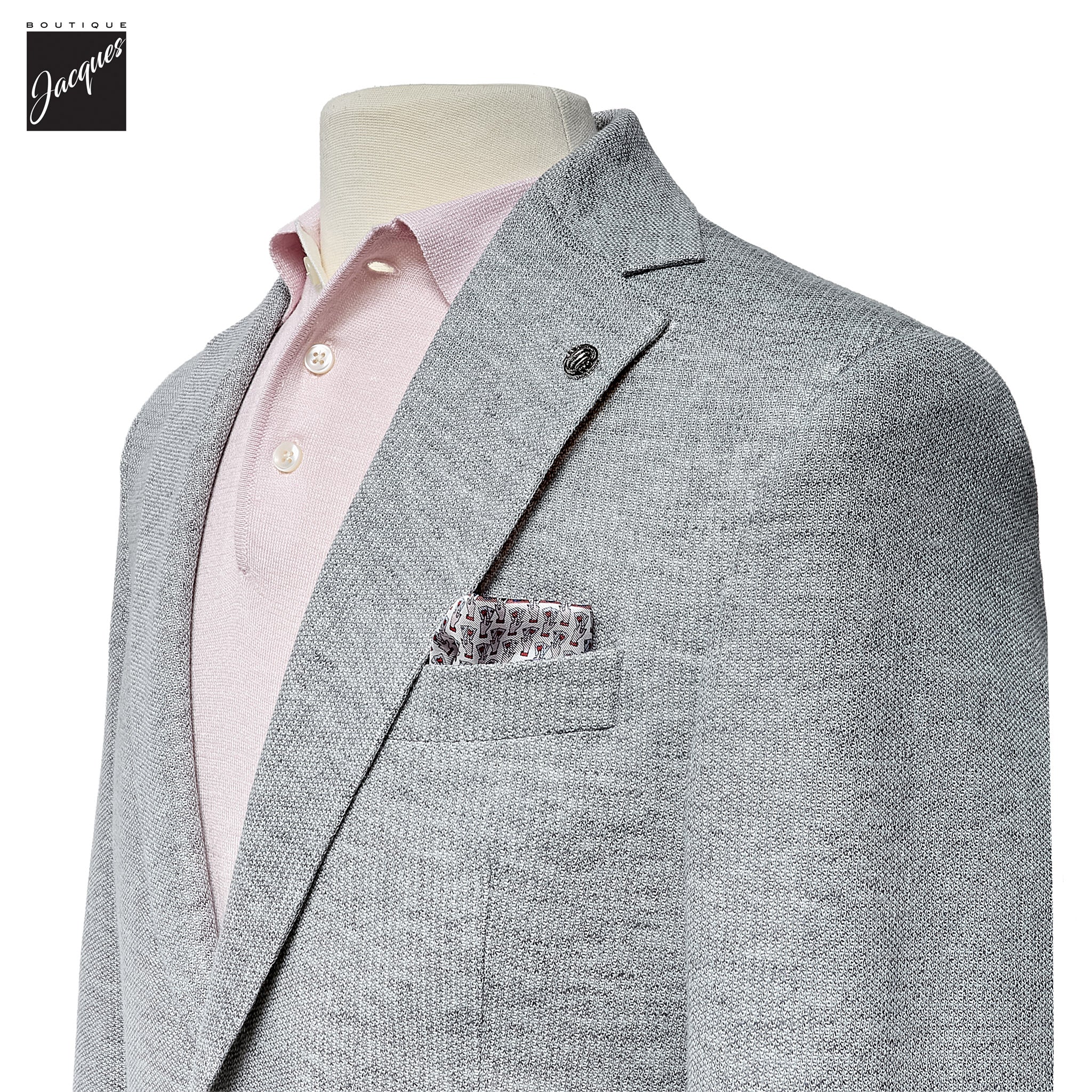 Gray Cotton-Linen Stretch Hampton Contemporary Fit Sport Jacket - Jack Victor - Image 2