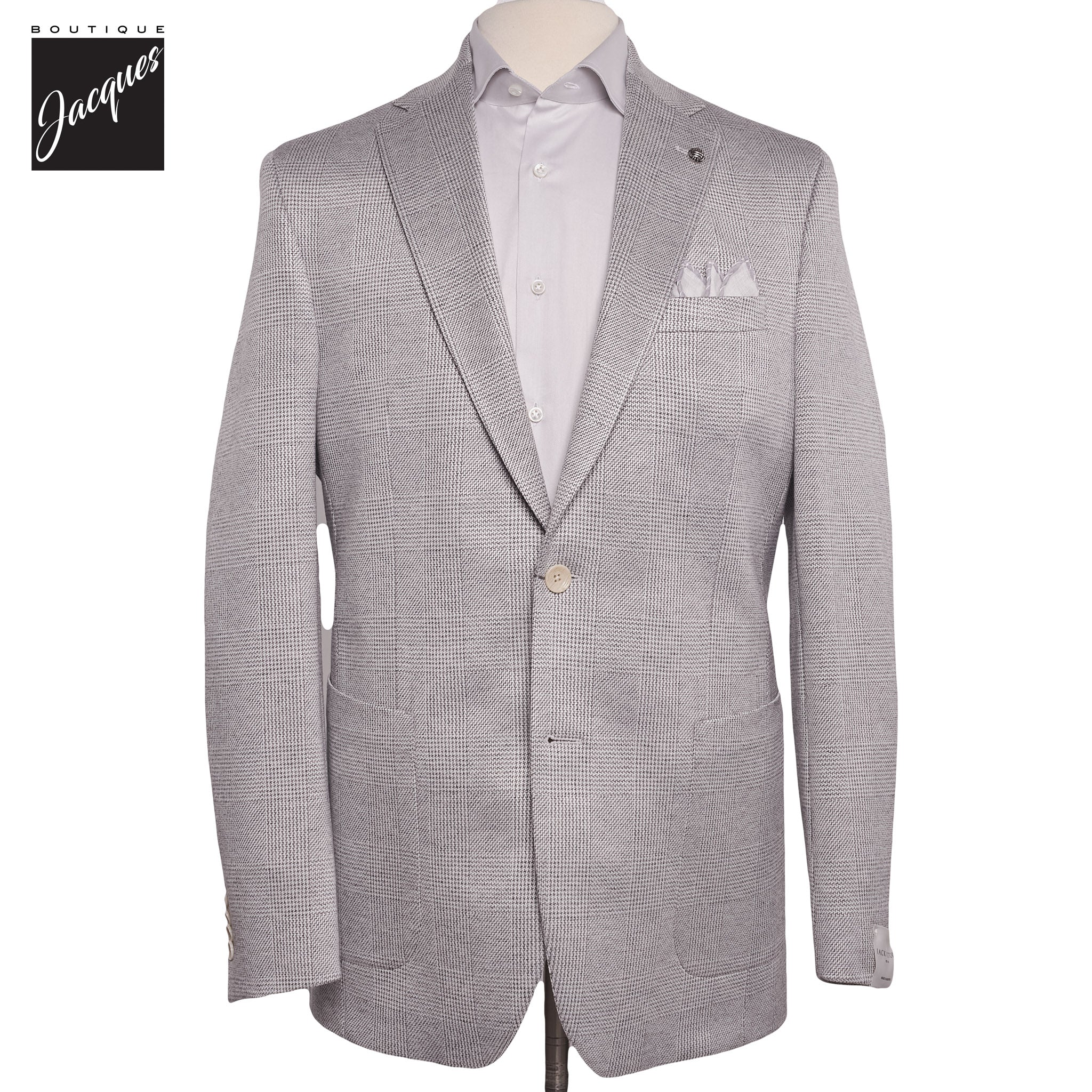 Gray Cotton Silk Knit Hampton Contemporary Fit Sport Jacket - Jack Victor