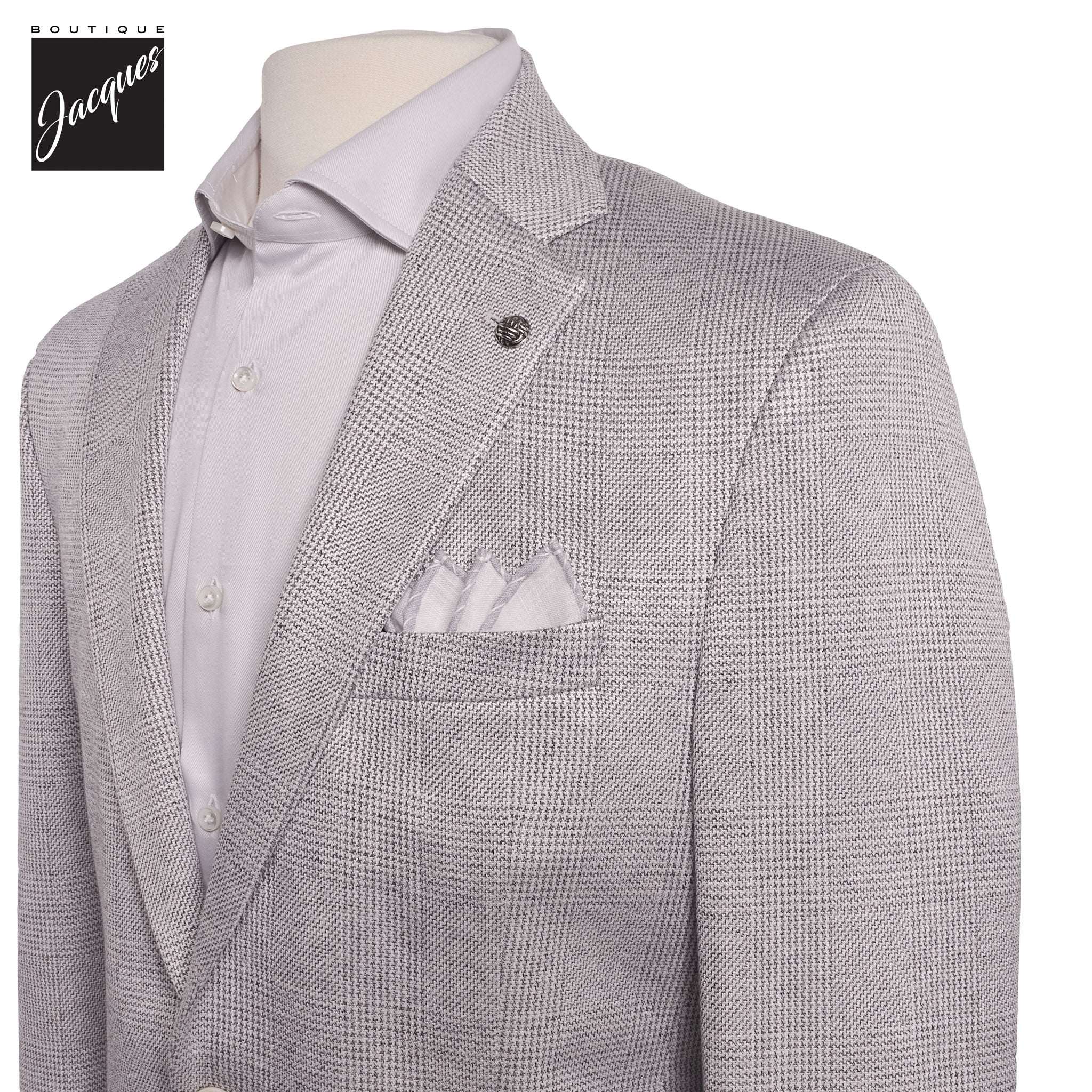 Gray Cotton Silk Knit Hampton Contemporary Fit Sport Jacket - Jack Victor - Image 2