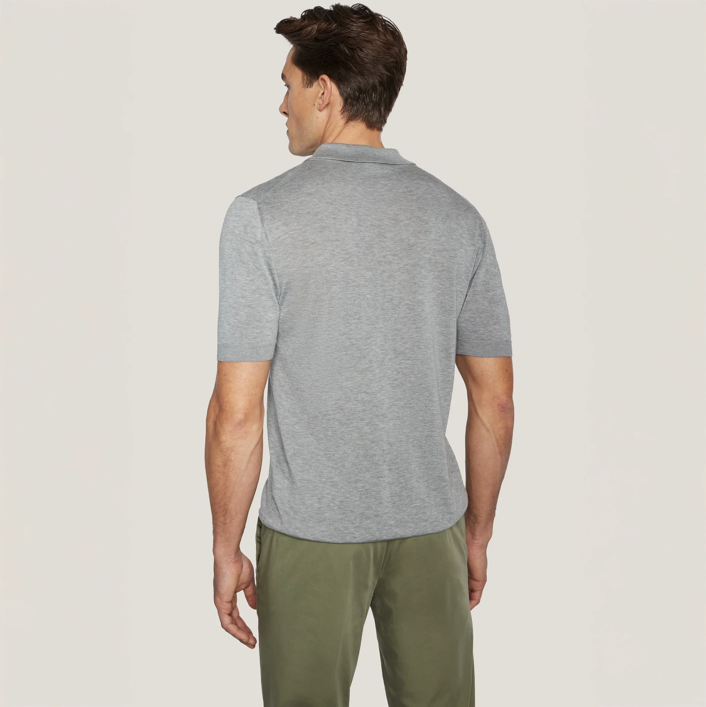 Gray Cotton Silk Tupper Knit Polo - Jack Victor - Image 4