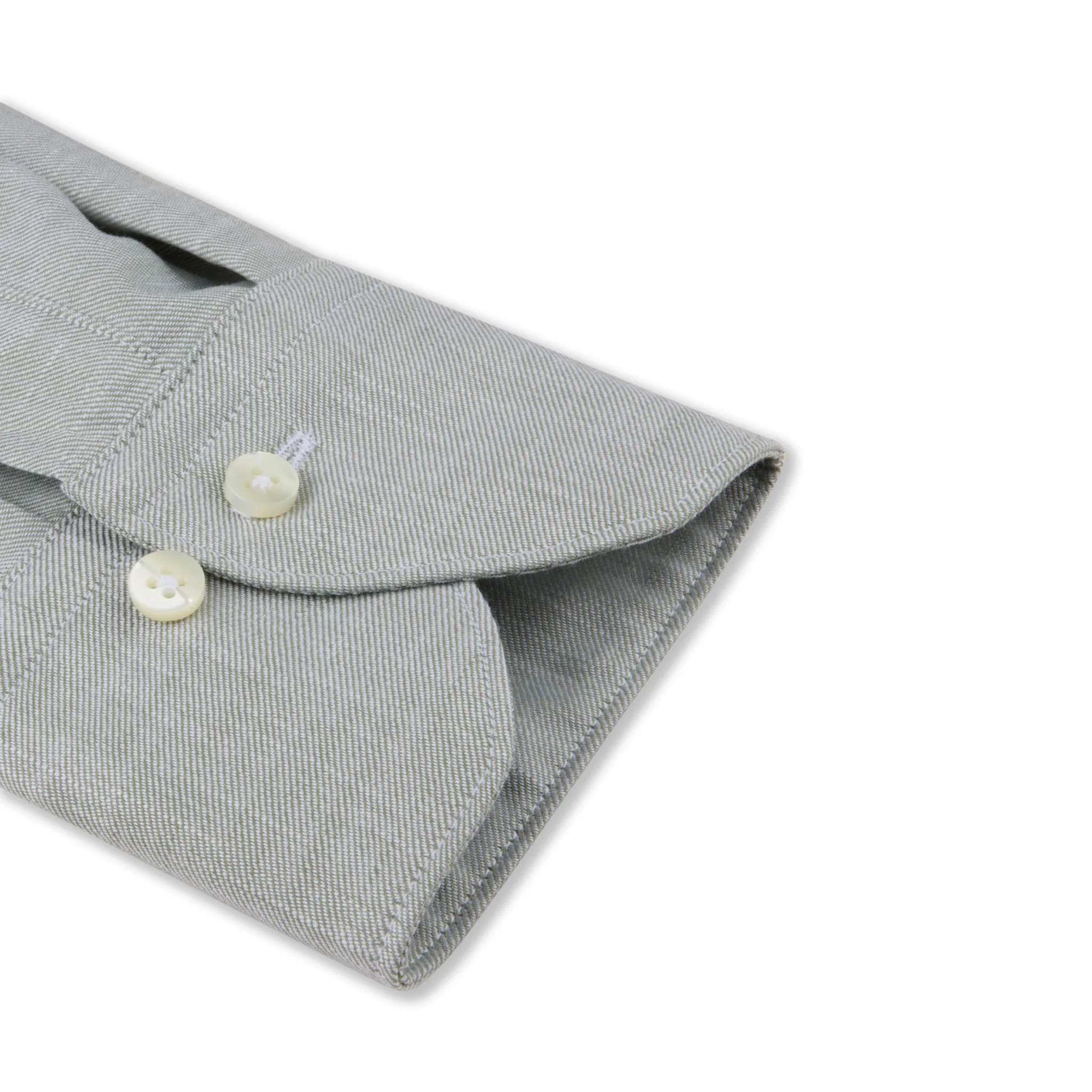 Sage Green Cotton Twill Fitted Body Casual Shirt - Stenströms - Image 3