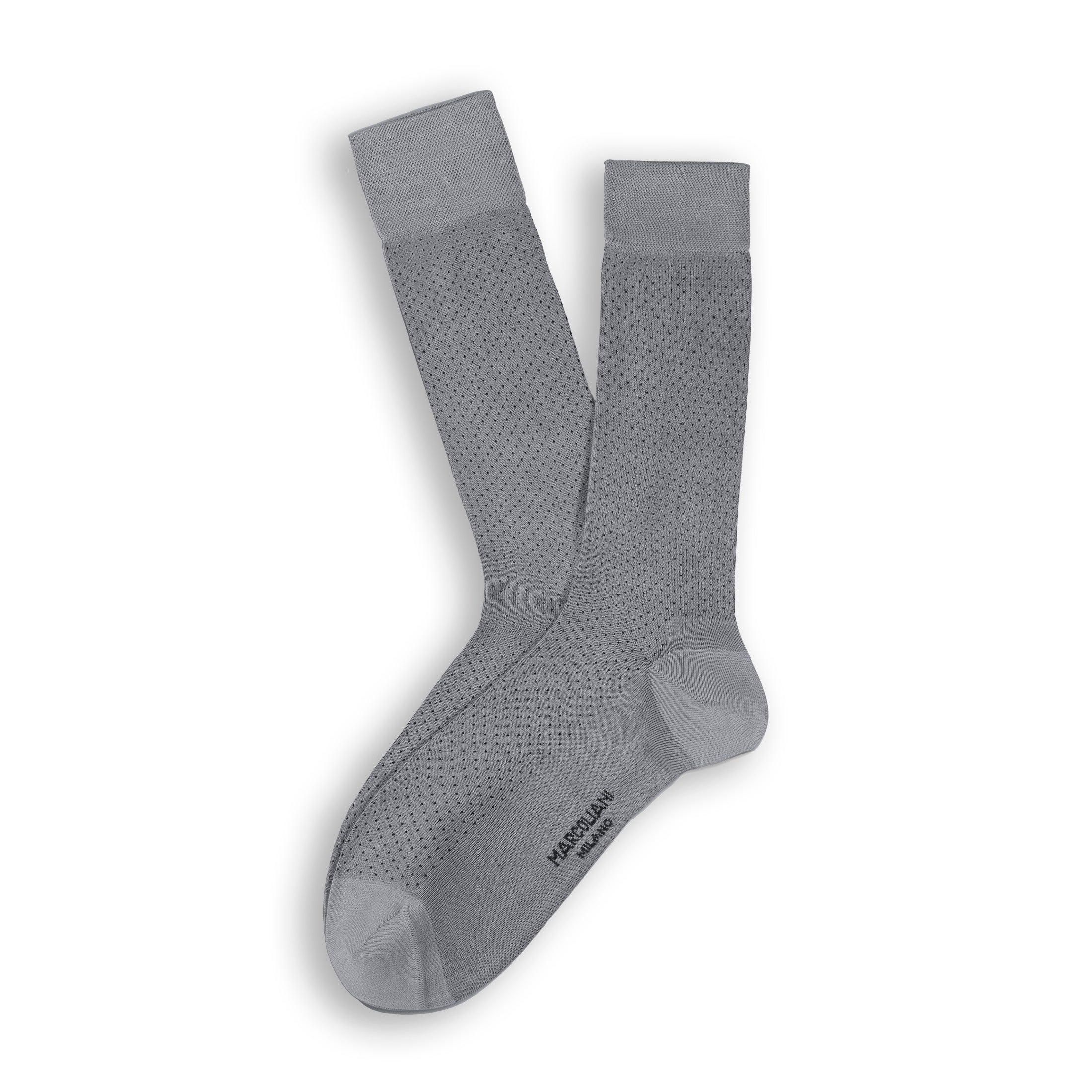 Gray Fresh of Modal Micro Pindot Mid-Calf Socks - Marcoliani