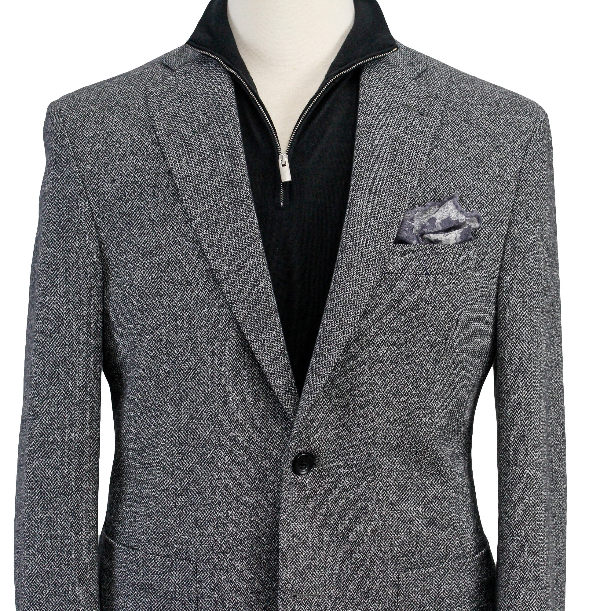Gray Herringbone Hampton Contemporary Fit Cotton-Wool Knit Jacket - Jack Victor - Image 3