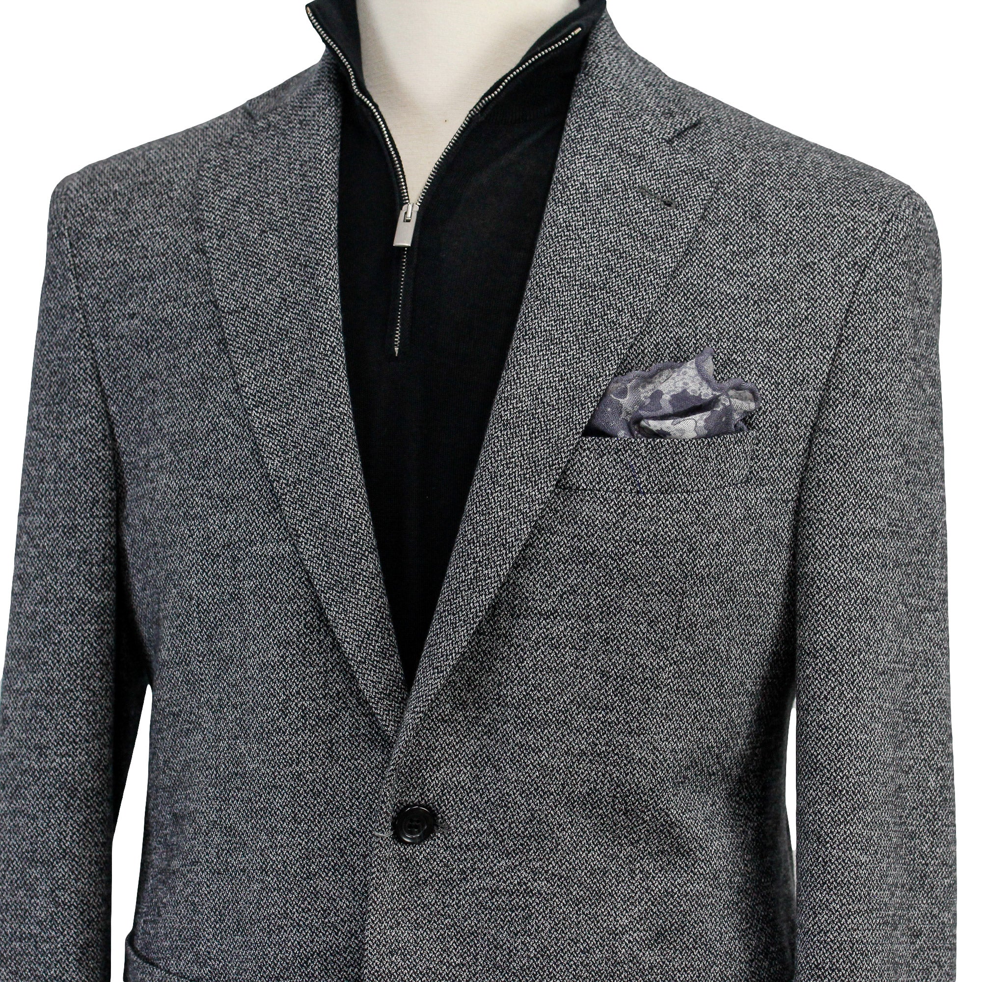 Gray Herringbone Hampton Contemporary Fit Cotton-Wool Knit Jacket - Jack Victor - Image 4