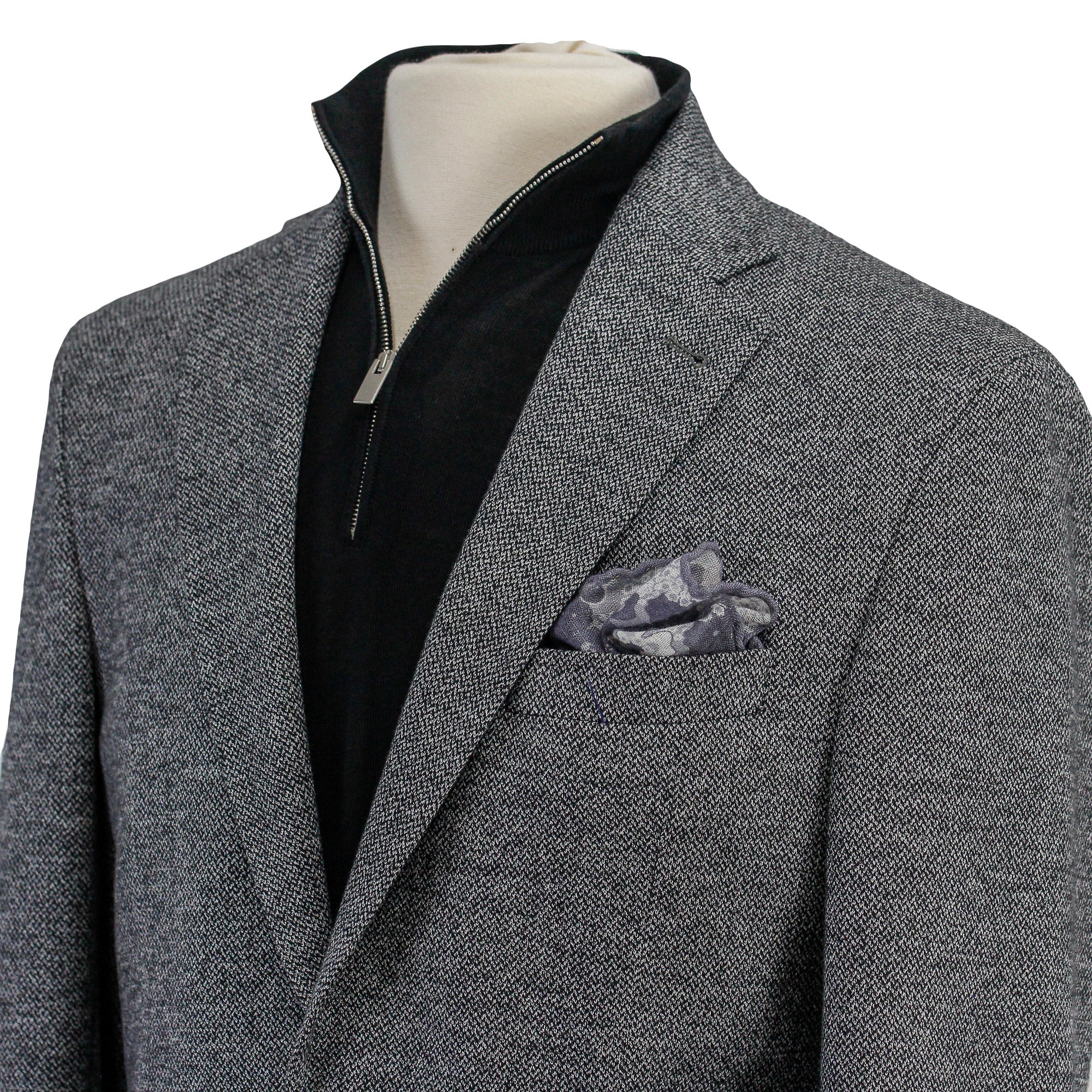 Gray Herringbone Hampton Contemporary Fit Cotton-Wool Knit Jacket - Jack Victor - Image 5