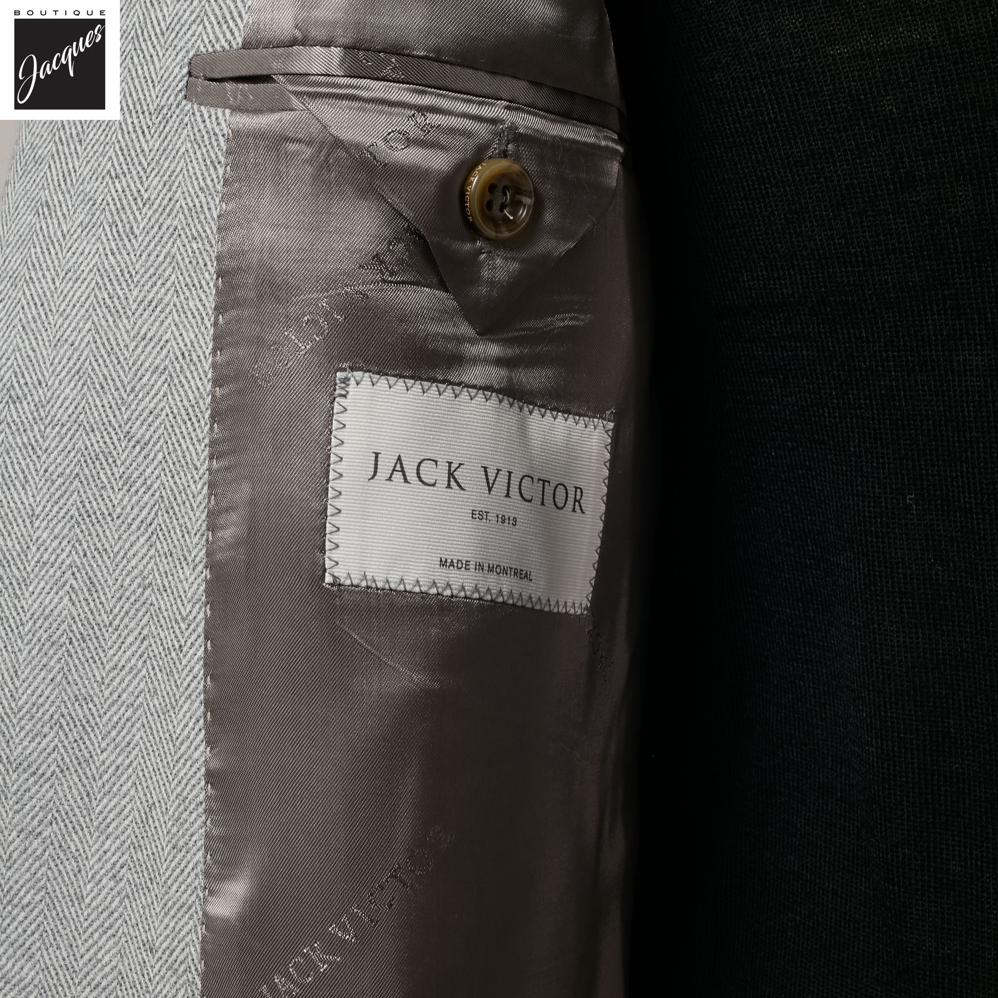 Gray Herringbone Midland Contemporary Wool Cashmere Sport Jacket - Jack Victor - Image 2
