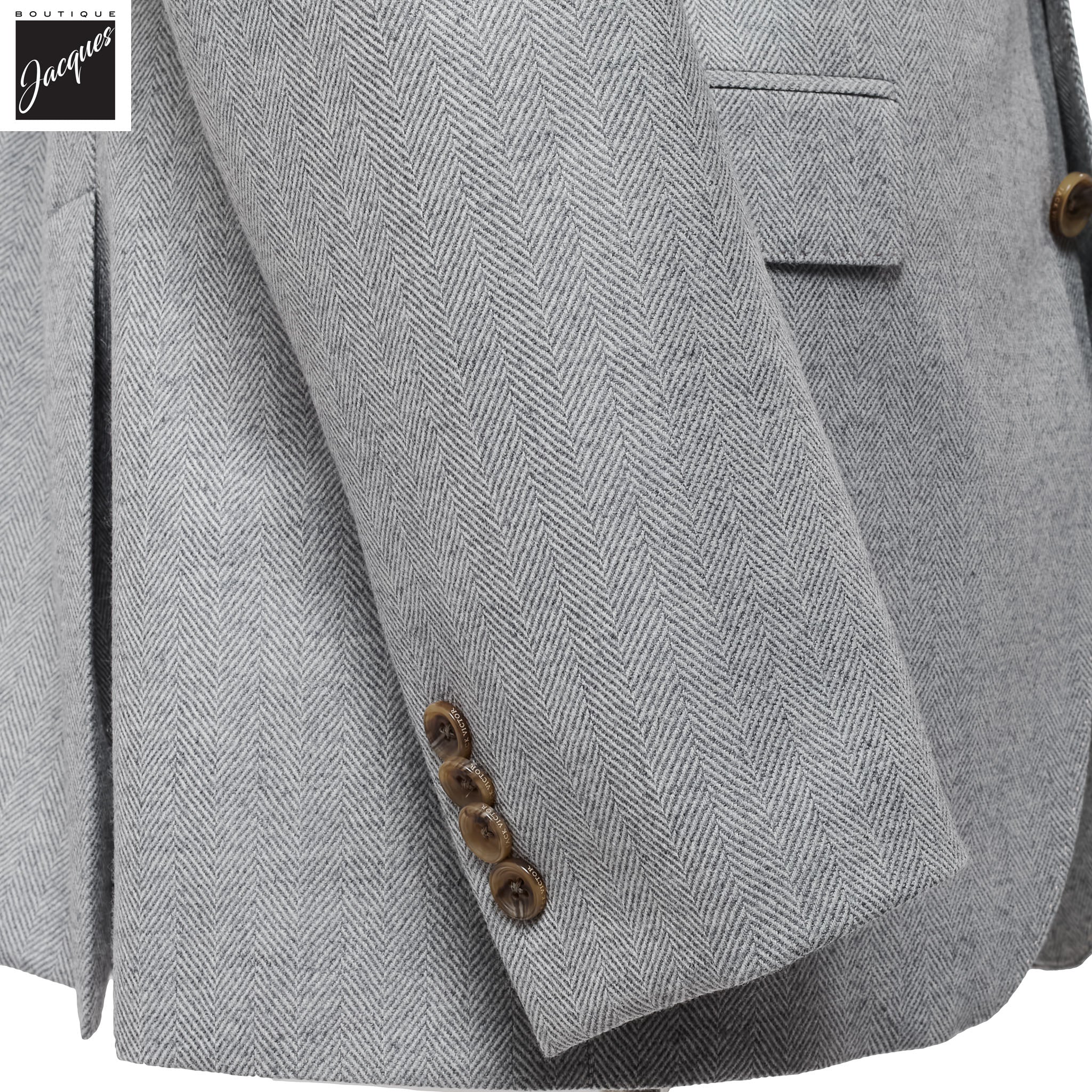Gray Herringbone Midland Contemporary Wool Cashmere Sport Jacket - Jack Victor - Image 4