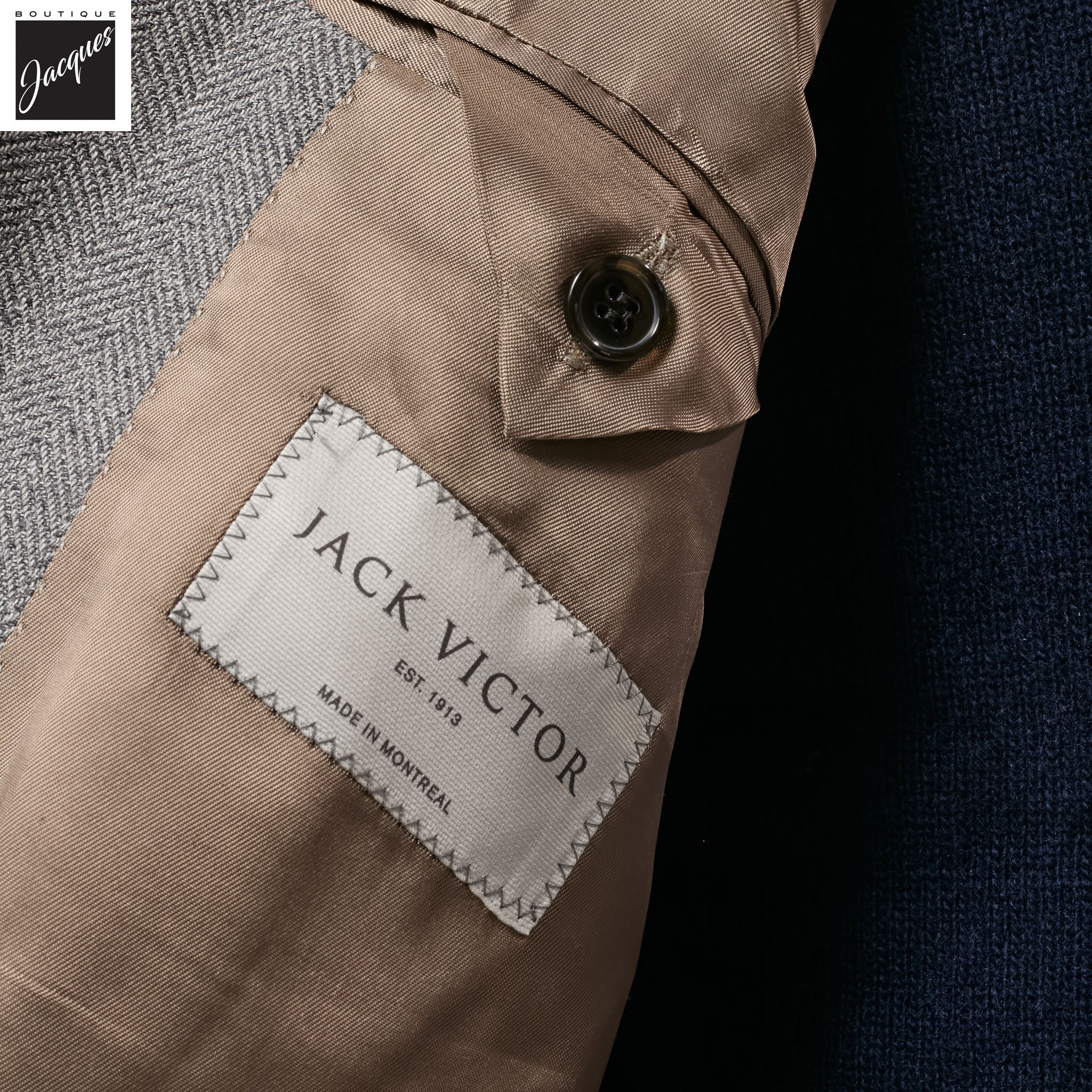 Gray Herringbone Morton Contemporary Fit Unconstructed Wool Blend Sport Jacket - Jack Victor - Image 3