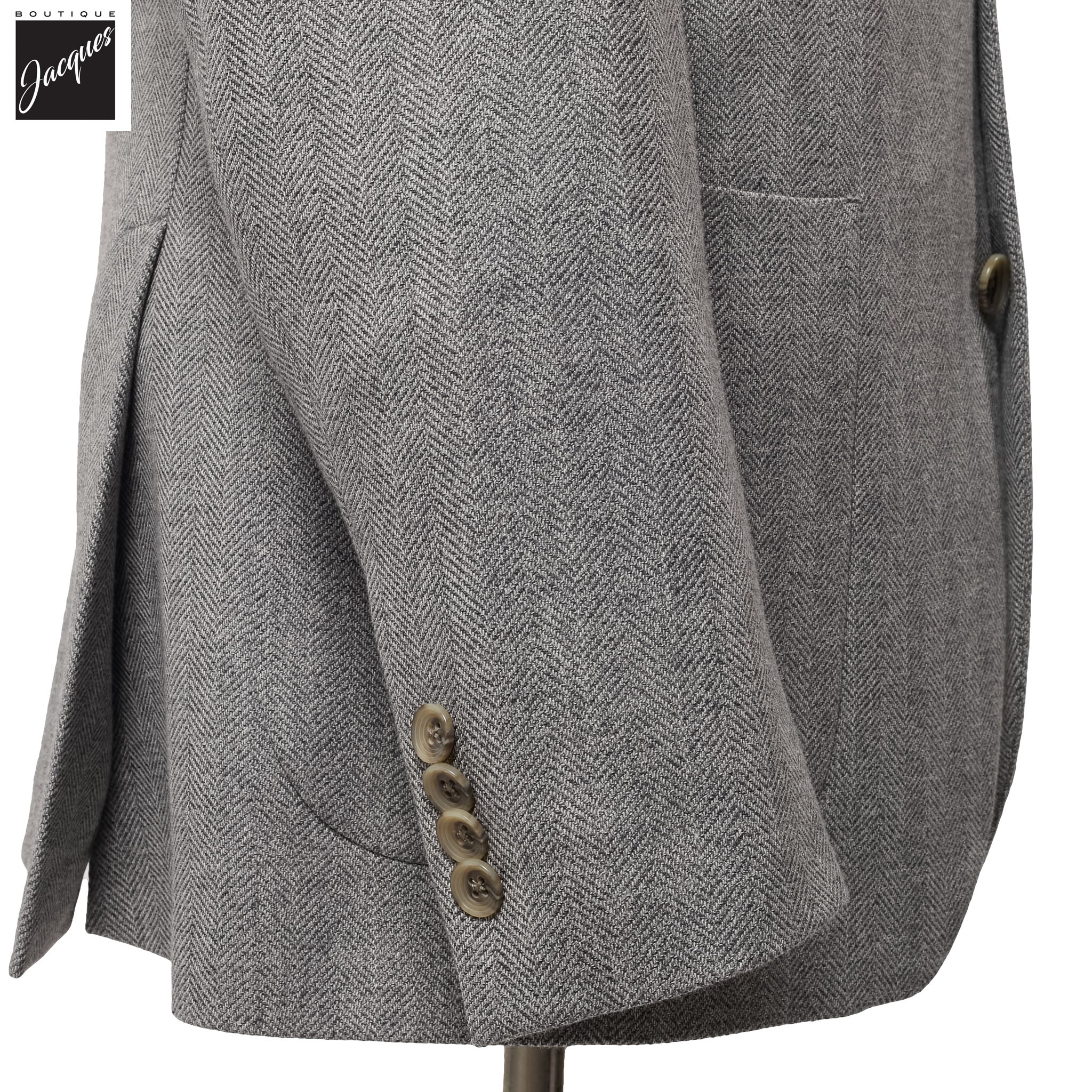 Gray Herringbone Morton Contemporary Fit Unconstructed Wool Blend Sport Jacket - Jack Victor - Image 4