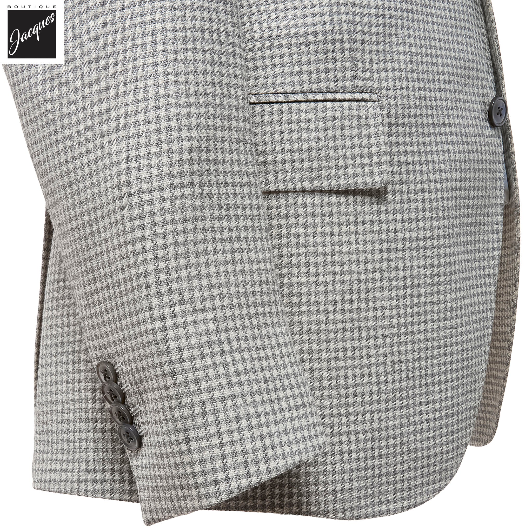 Gray Houndstooth Drago Wool/Silk/Linen Dream Fit Sport Jacket - Luigi Bianchi - Image 3