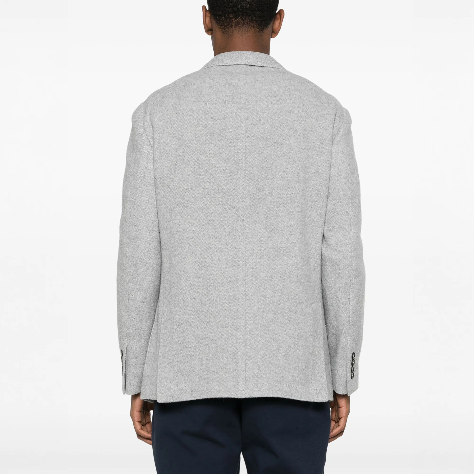 Gray Mélange Herringbone Wool-Cashmere Contemporary Sport Jacket - ELEVENTY - Image 5