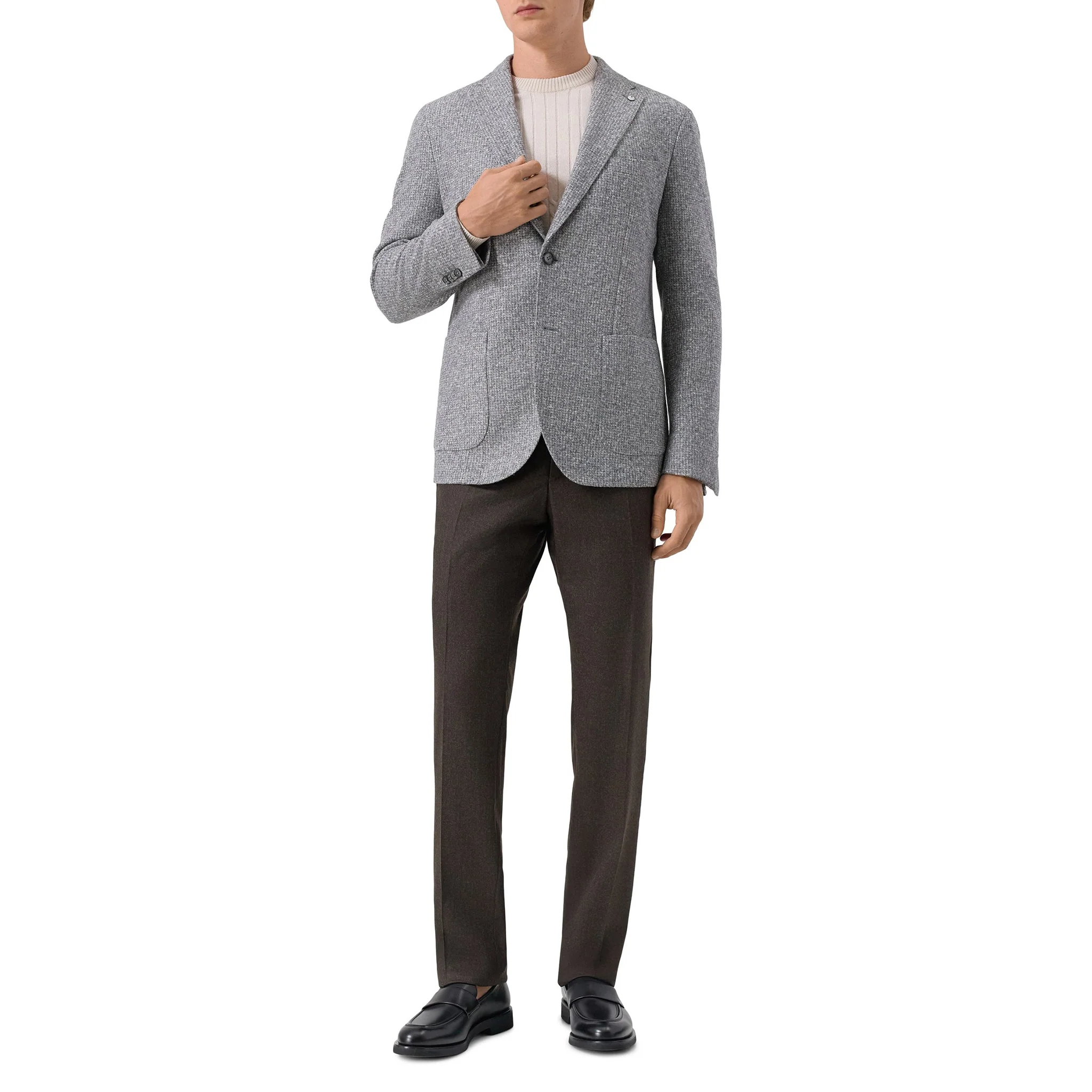 Gray Mélange Wool Jersey Unconstructed Contemporary Sport Jacket - L.B.M. 1911 - Image 11