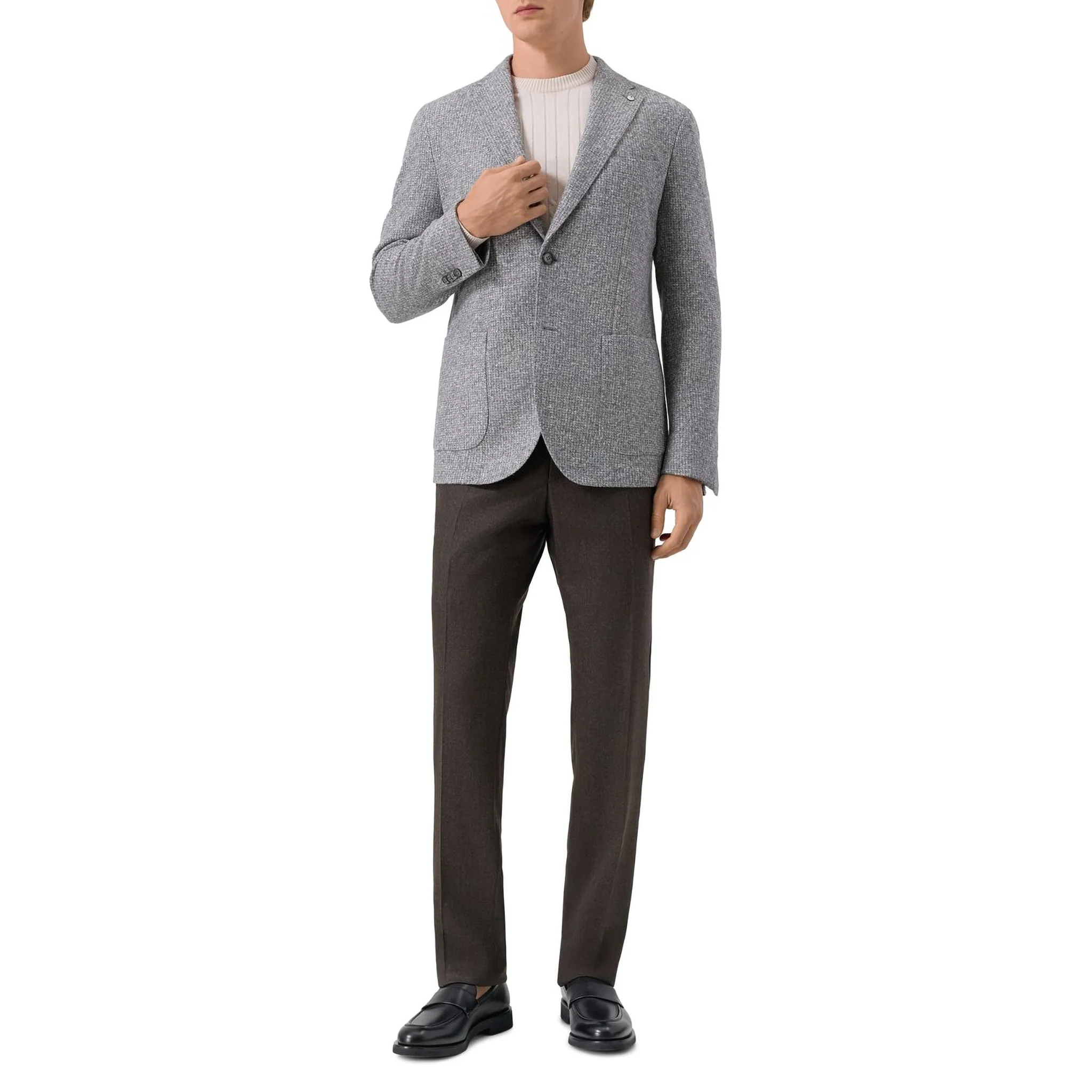 Gray Mélange Wool Jersey Unconstructed Contemporary Sport Jacket - L.B.M. 1911 - Image 13