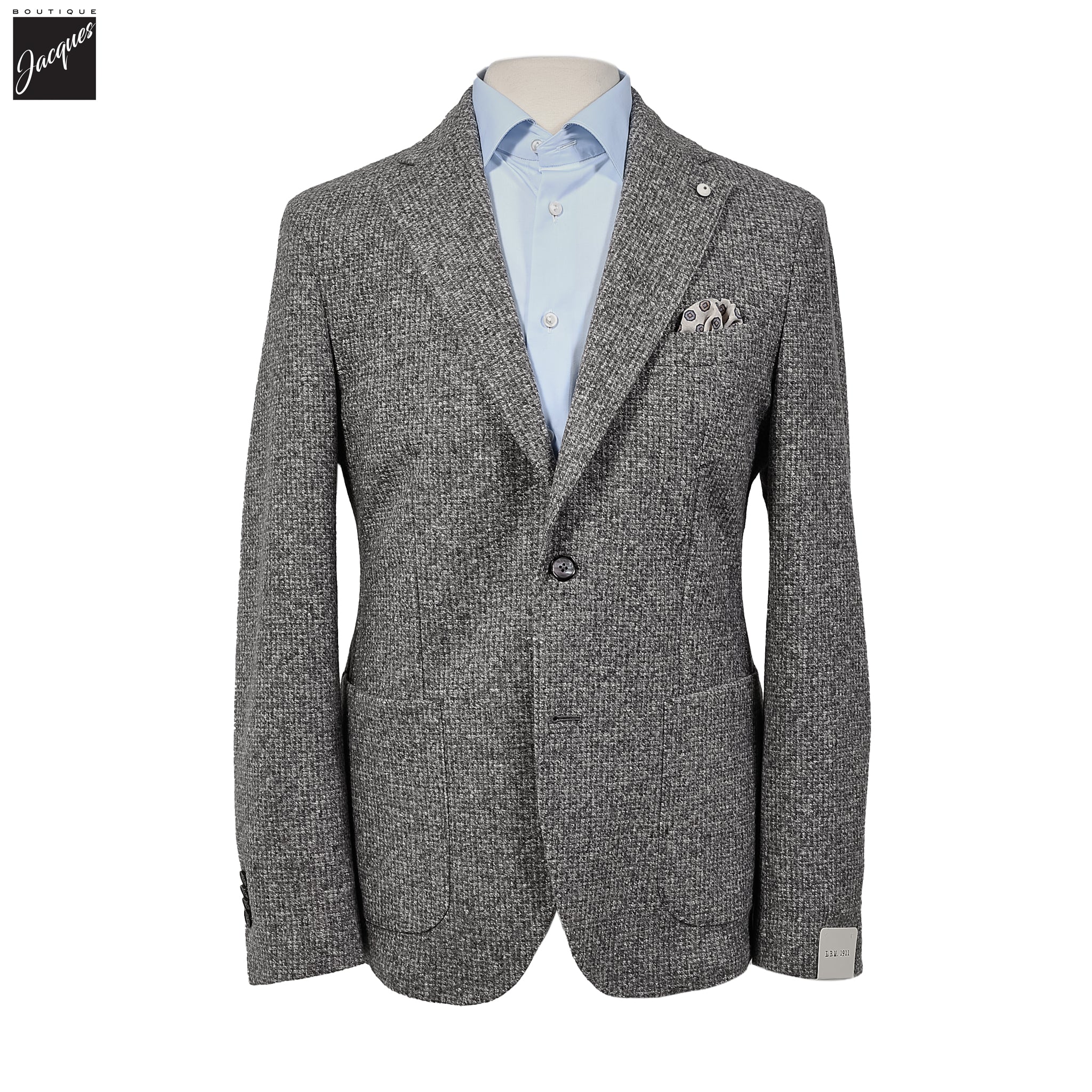 Gray Mélange Wool Jersey Unconstructed Contemporary Sport Jacket - L.B.M. 1911 - Image 4