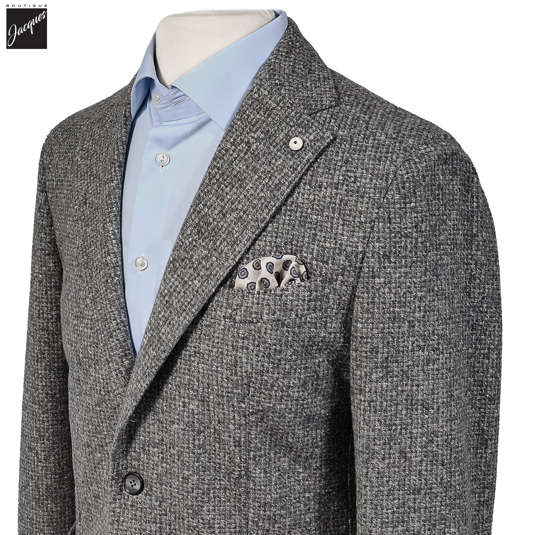 Gray Mélange Wool Jersey Unconstructed Contemporary Sport Jacket - L.B.M. 1911 - Image 7