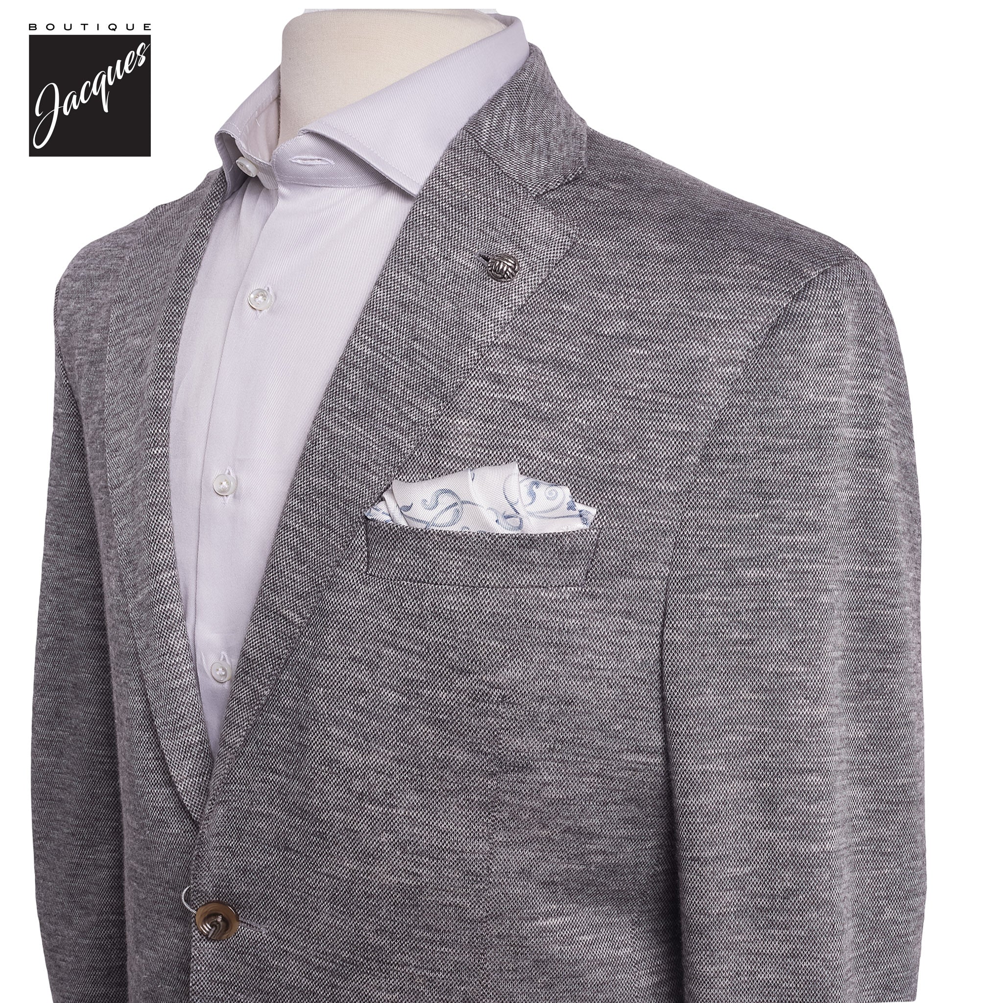 Gray Melange Wool/Silk/Linen Hartford Contemporary Fit Sport Jacket - Jack Victor - Image 2