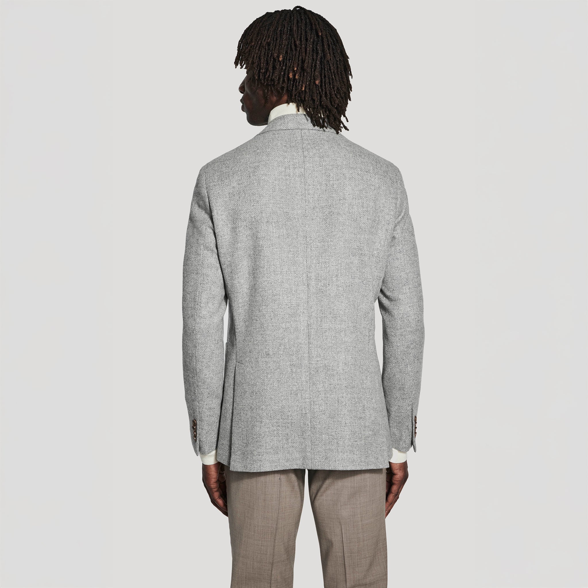 Gray Mélange Wool-Silk Myles Contemporary Fit Sport Jacket - Jack Victor 1913 - Image 3